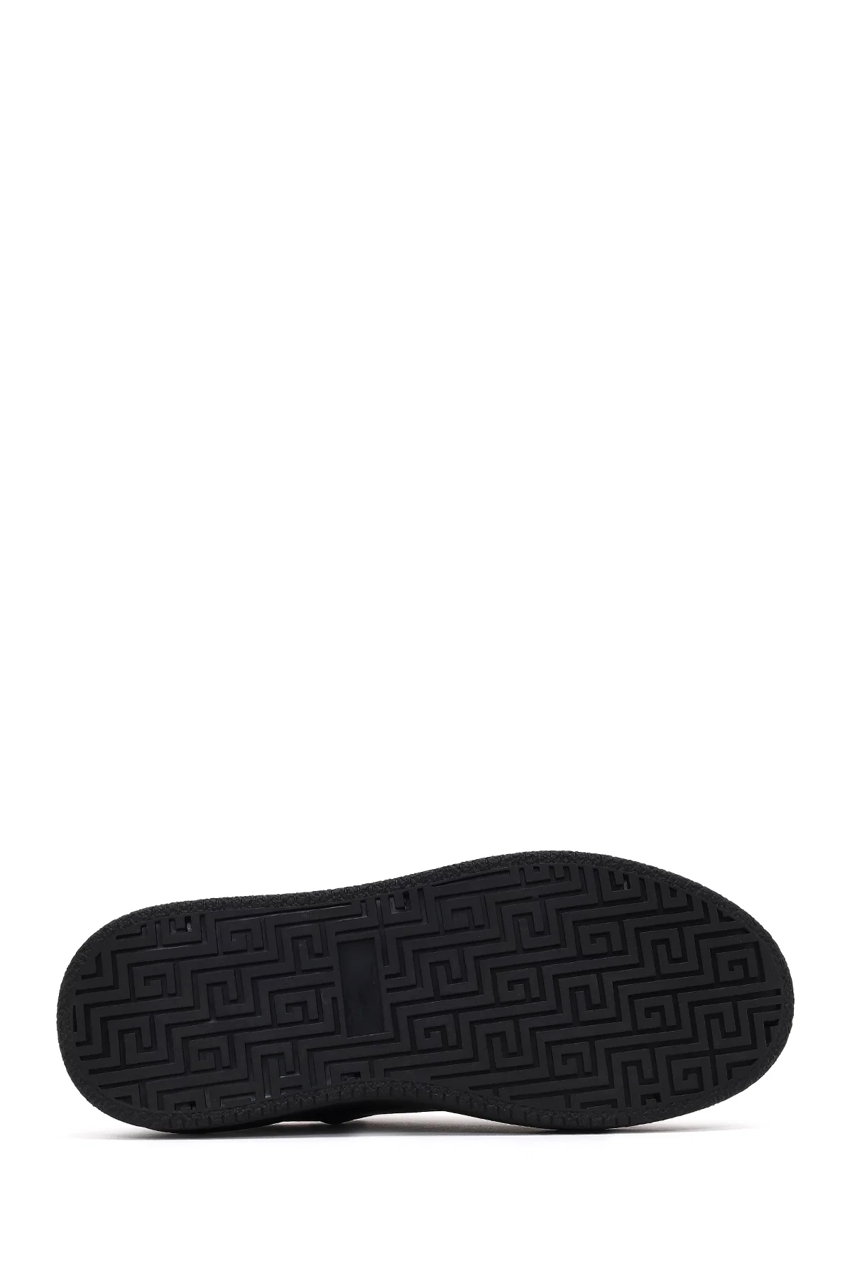 Erkek Siyah Bağcıklı Kalın Tabanlı Deri Sneaker - Image 4
