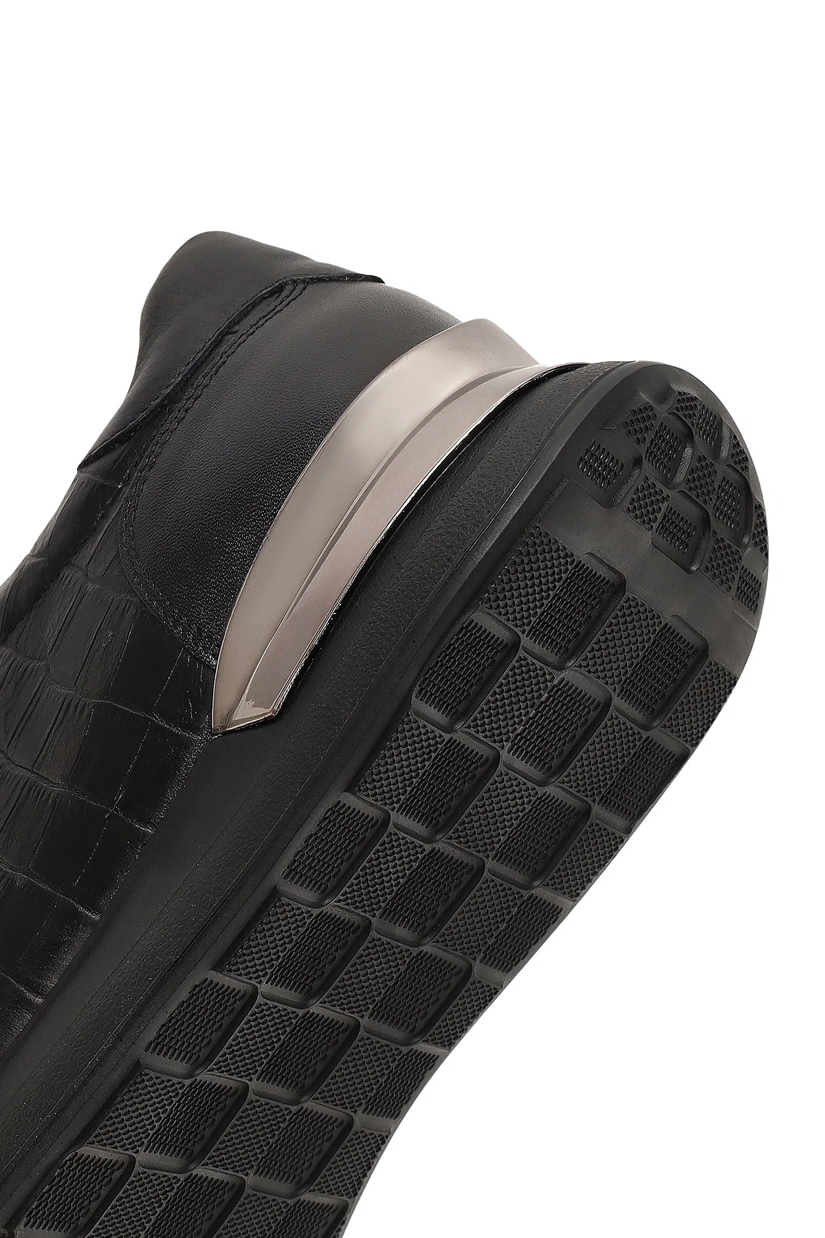 Erkek Siyah Bağcıklı Kalın Tabanlı Deri Sneaker - Image 8