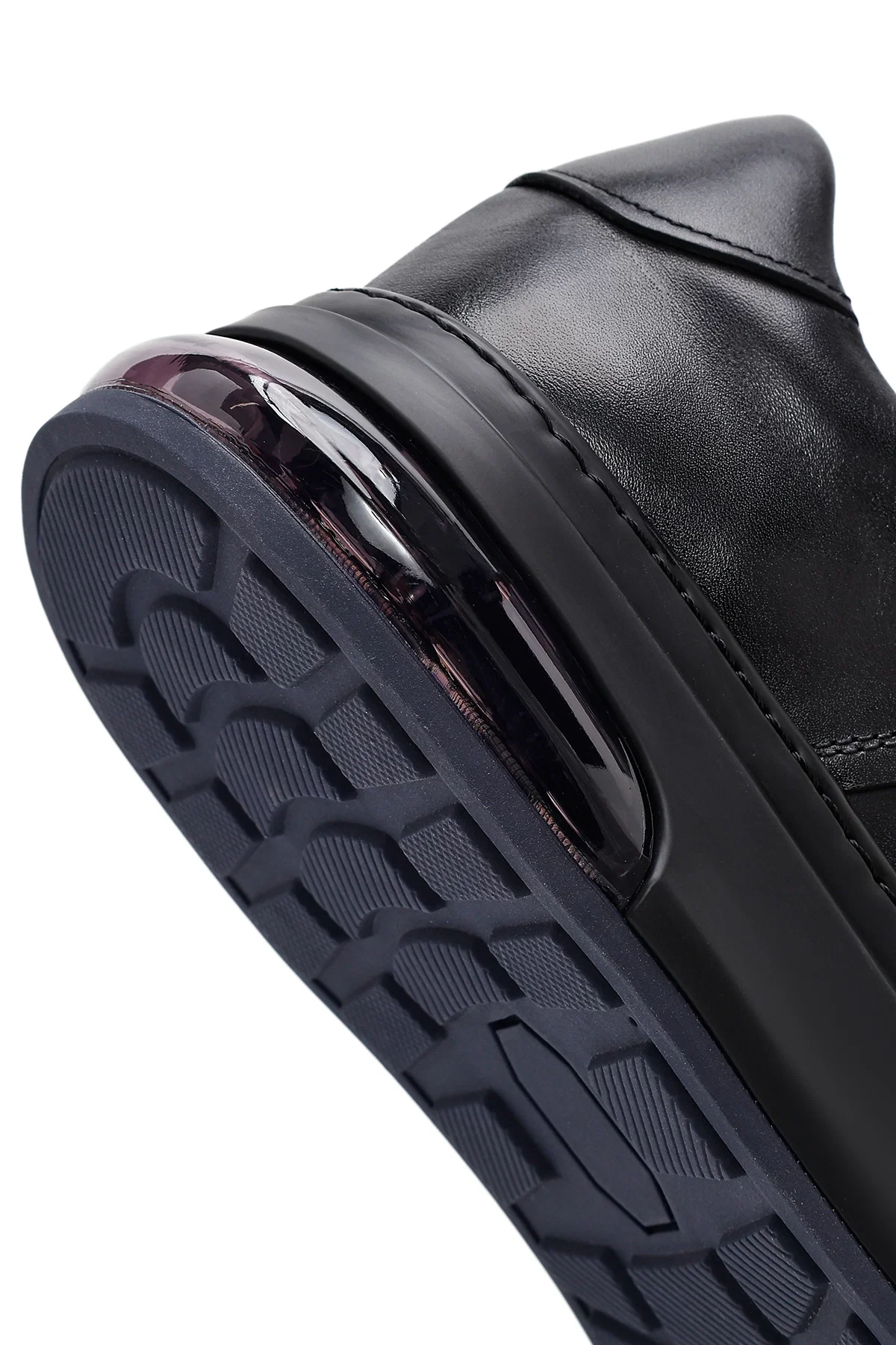Erkek Siyah Bağcıklı Kalın Tabanlı Deri Sneaker - Image 10