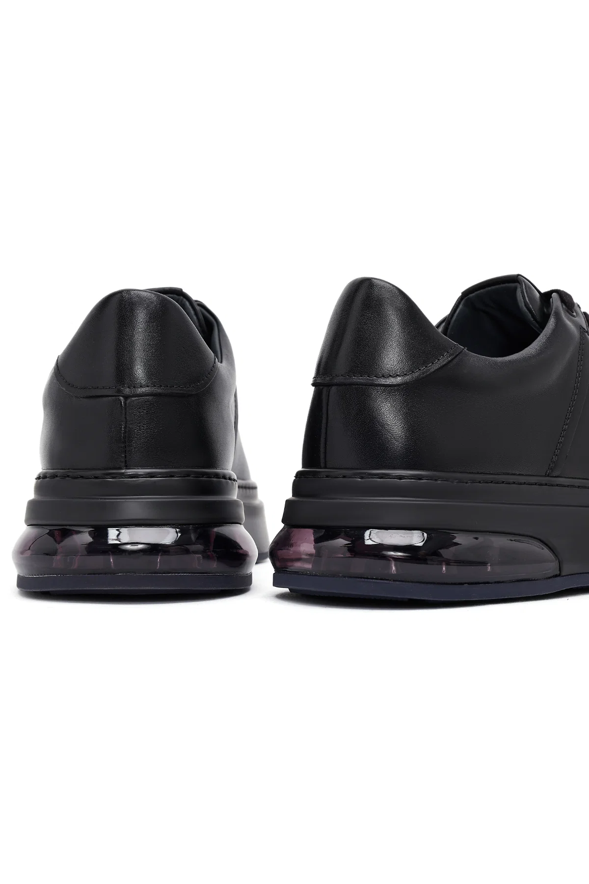 Erkek Siyah Bağcıklı Kalın Tabanlı Deri Sneaker - Image 8