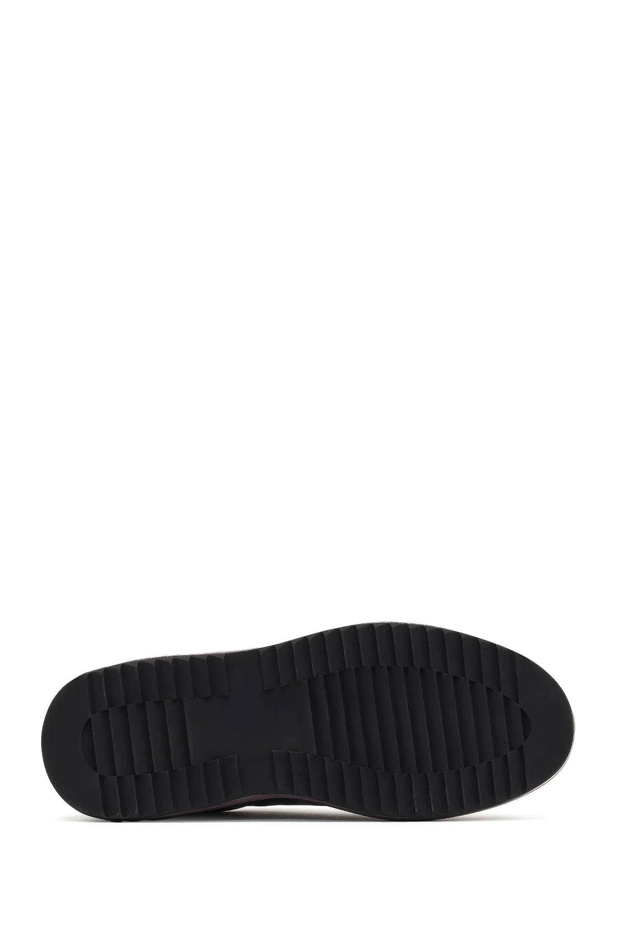 Erkek Siyah Bağcıklı Kalın Tabanlı Deri Sneaker - Image 4