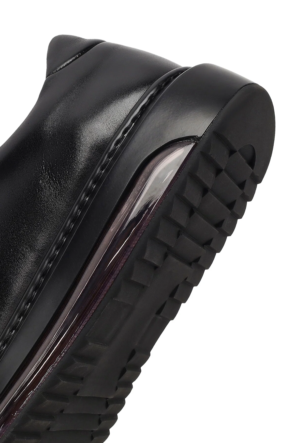 Erkek Siyah Bağcıklı Kalın Tabanlı Deri Sneaker - Image 8