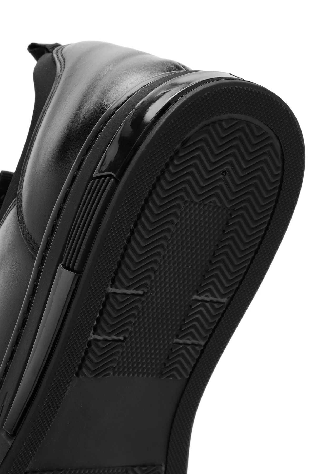 Erkek Siyah Bağcıklı Kalın Tabanlı Deri Sneaker - Image 8