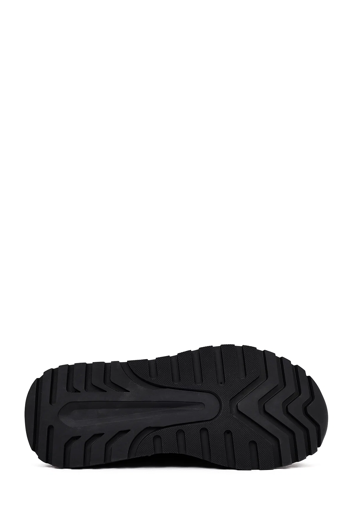 Erkek Siyah Bağcıklı Kalın Tabanlı Deri Sneaker - Image 4