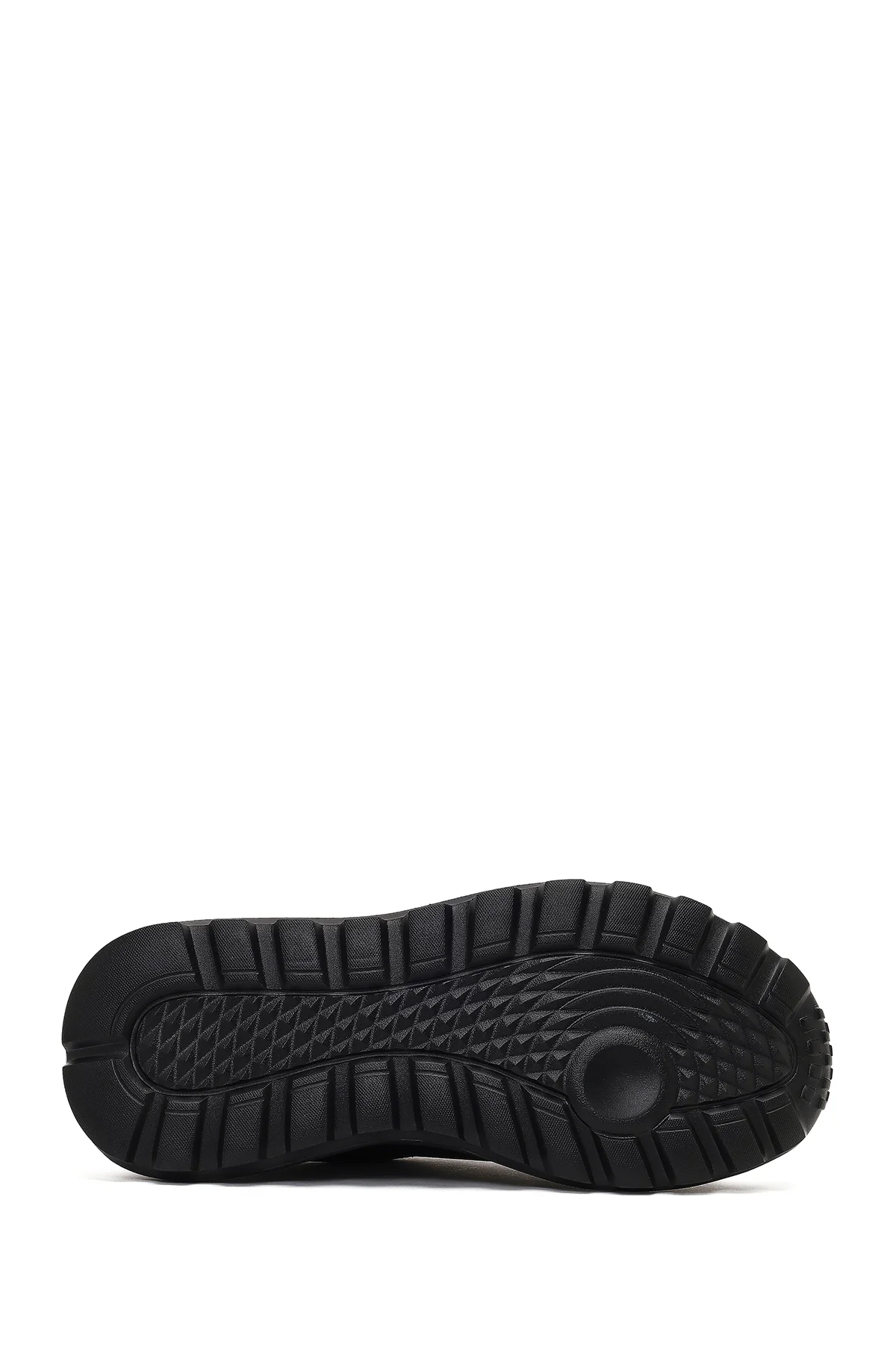 Erkek Siyah Bağcıklı Kalın Tabanlı Deri Sneaker - Image 4