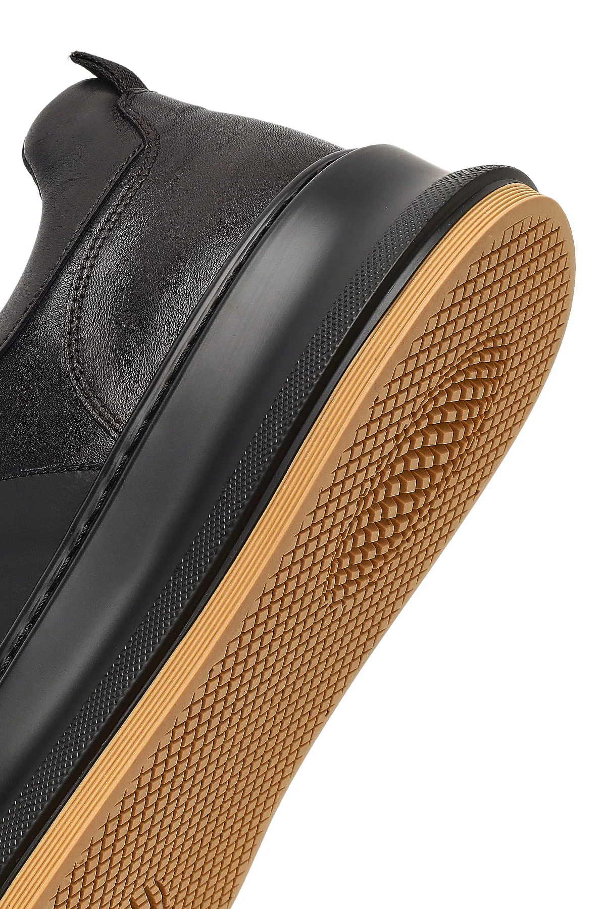 Erkek Siyah Bağcıklı Kalın Tabanlı Deri Sneaker - Image 8