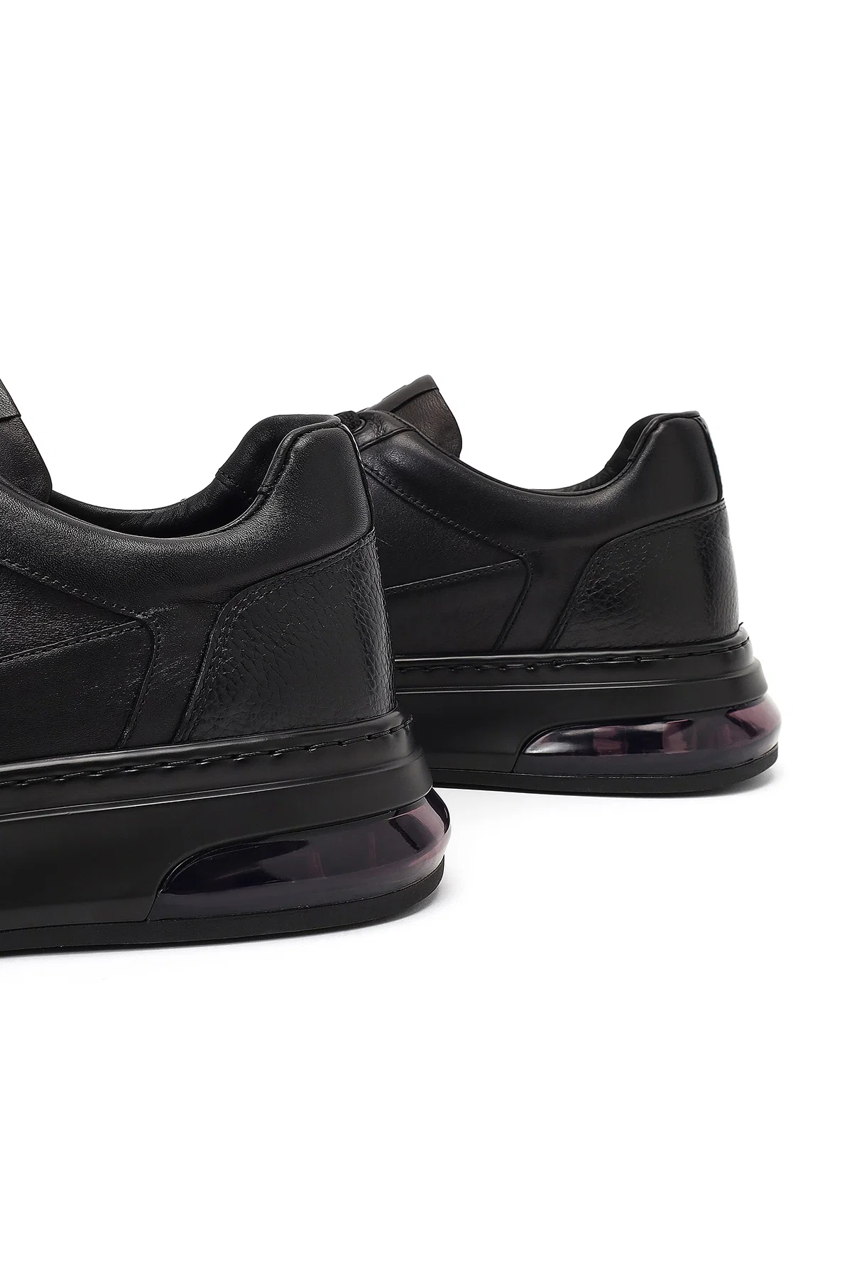 Erkek Siyah Bağcıklı Kalın Tabanlı Deri Sneaker - Image 9