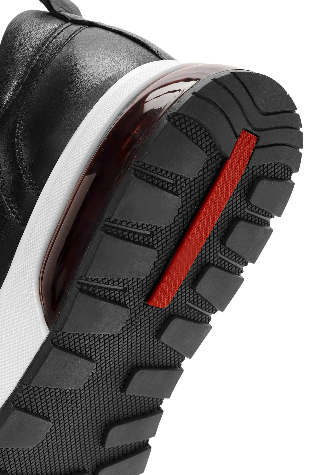 Erkek Siyah Bağcıklı Kalın Tabanlı Deri Sneaker - Image 8