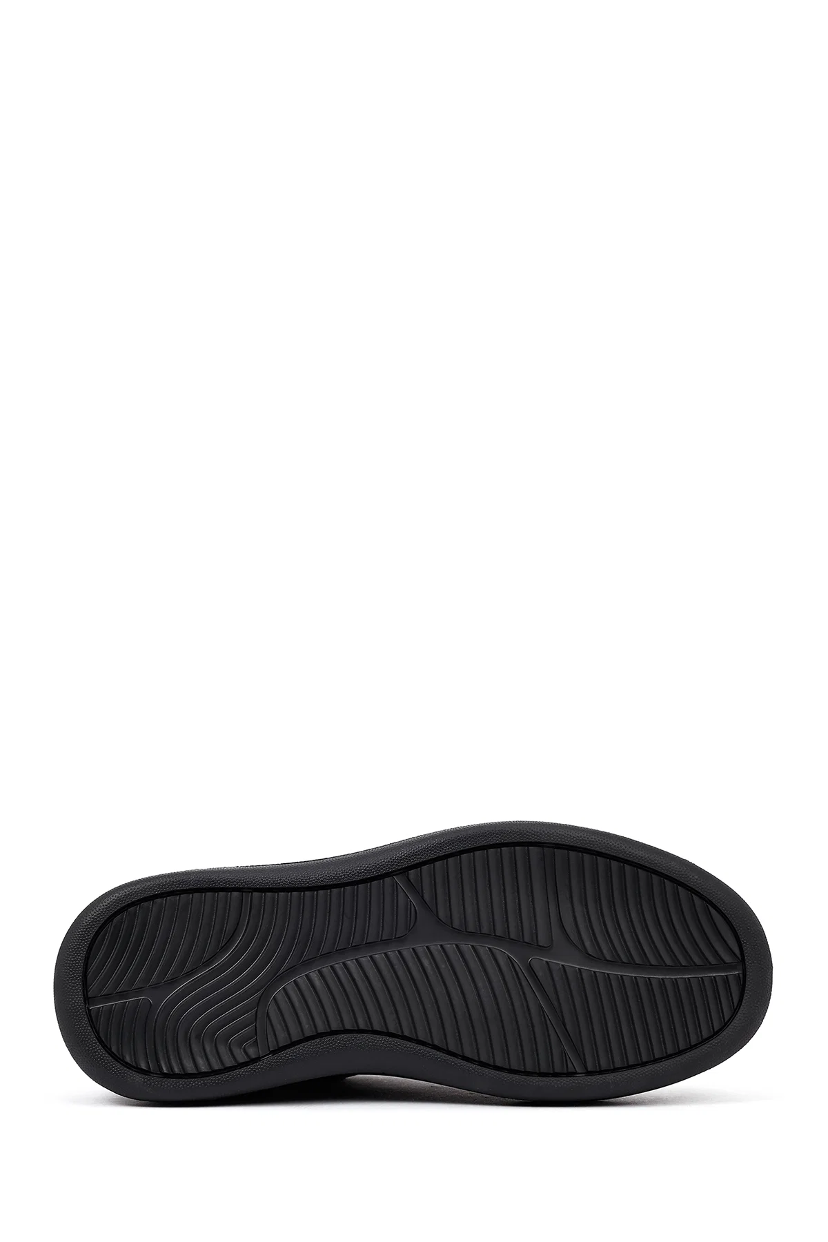 Erkek Siyah Bağcıklı Kalın Tabanlı Deri Sneaker - Image 4