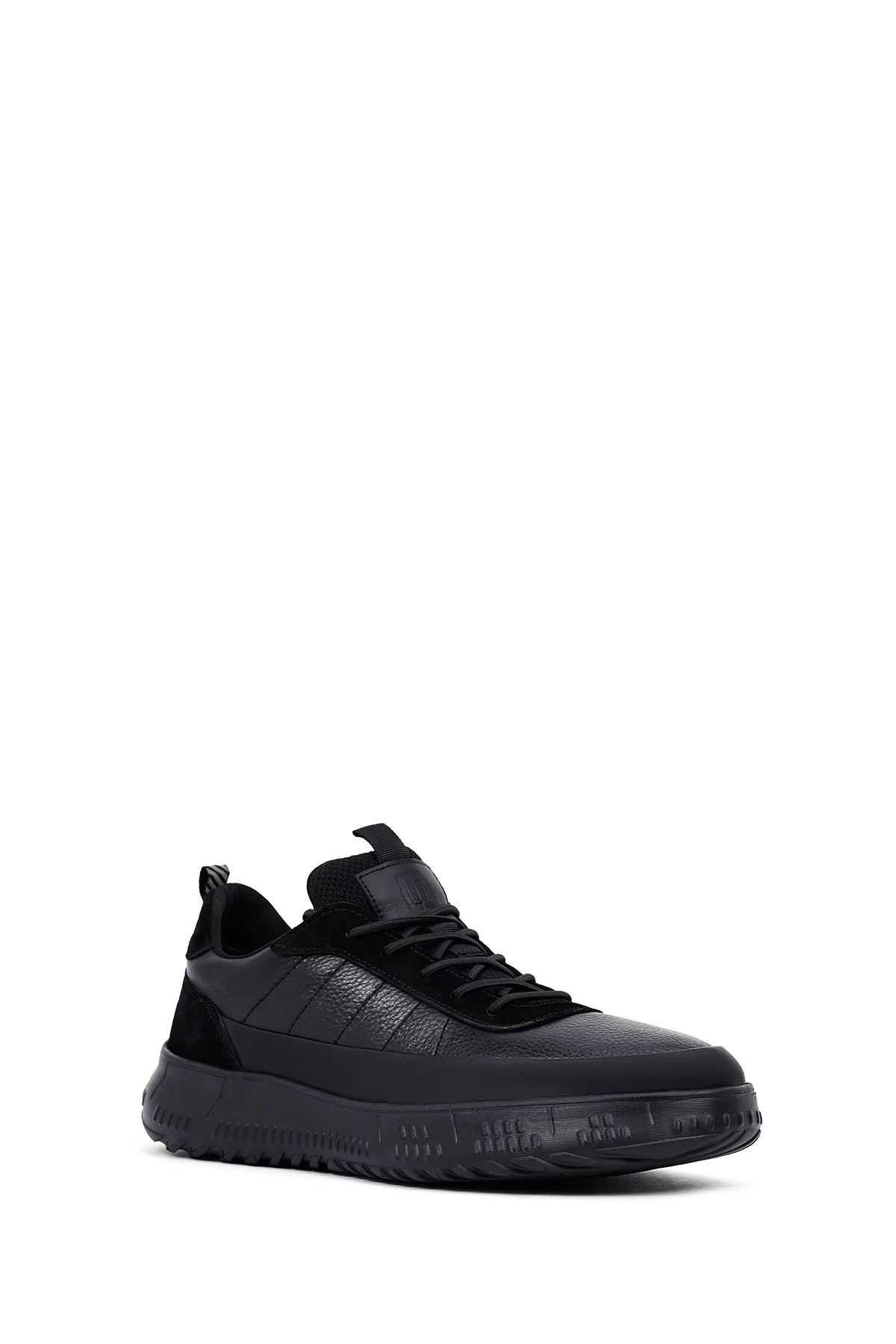 Erkek Siyah Bağcıklı Kalın Tabanlı Deri Sneaker - Image 6