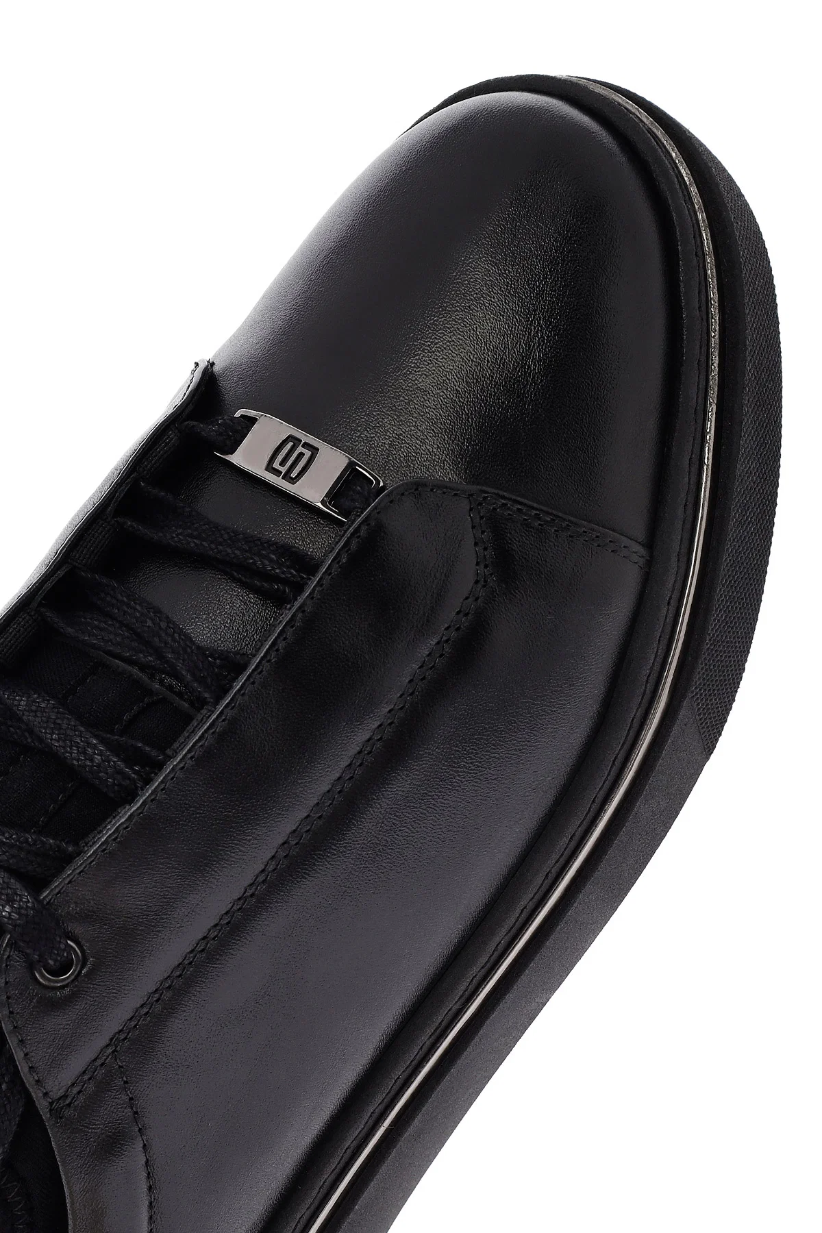 Erkek Siyah Bağcıklı Kalın Tabanlı Deri Sneaker - Image 10
