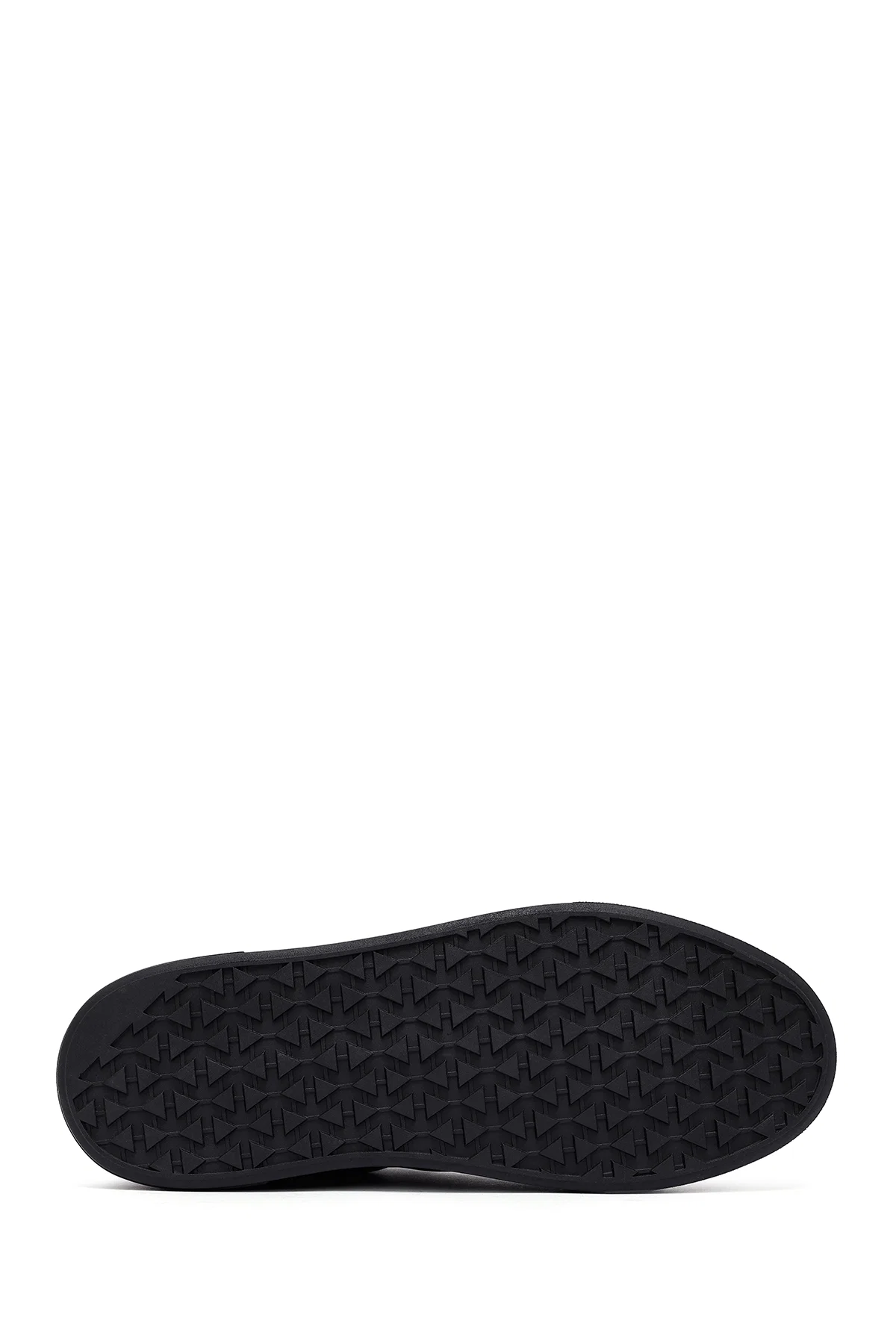 Erkek Siyah Bağcıklı Kalın Tabanlı Deri Sneaker - Image 4