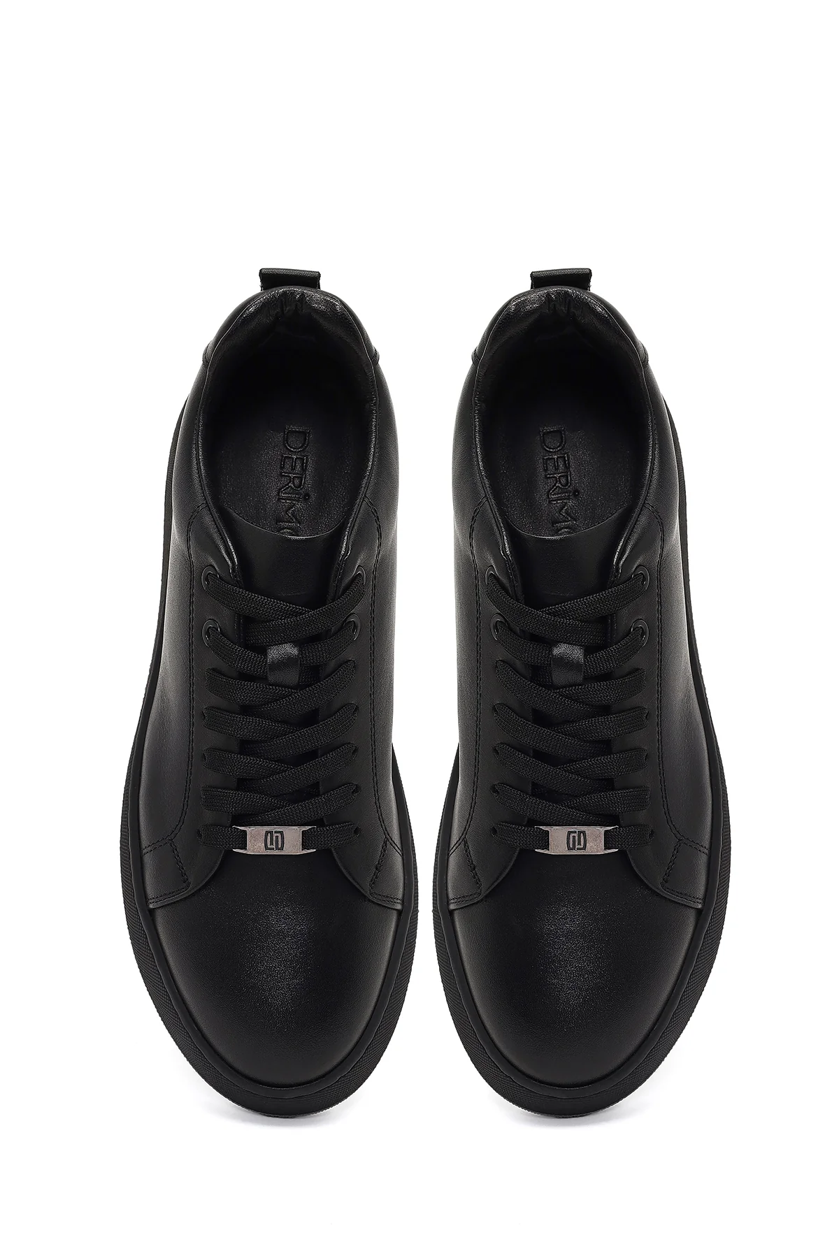 Erkek Siyah Bağcıklı Kalın Tabanlı Deri Sneaker - Image 7