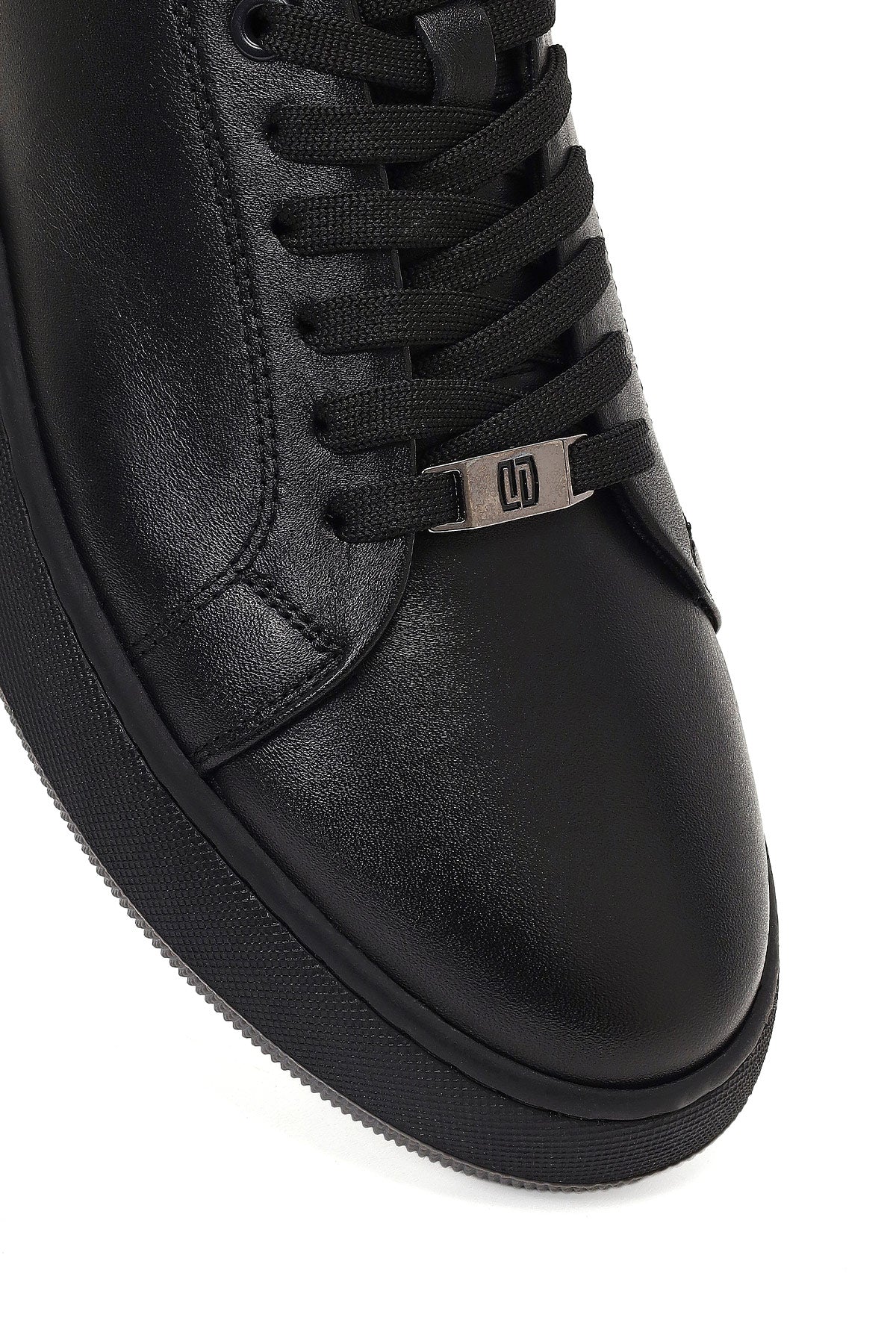 Erkek Siyah Bağcıklı Kalın Tabanlı Deri Sneaker - Image 9