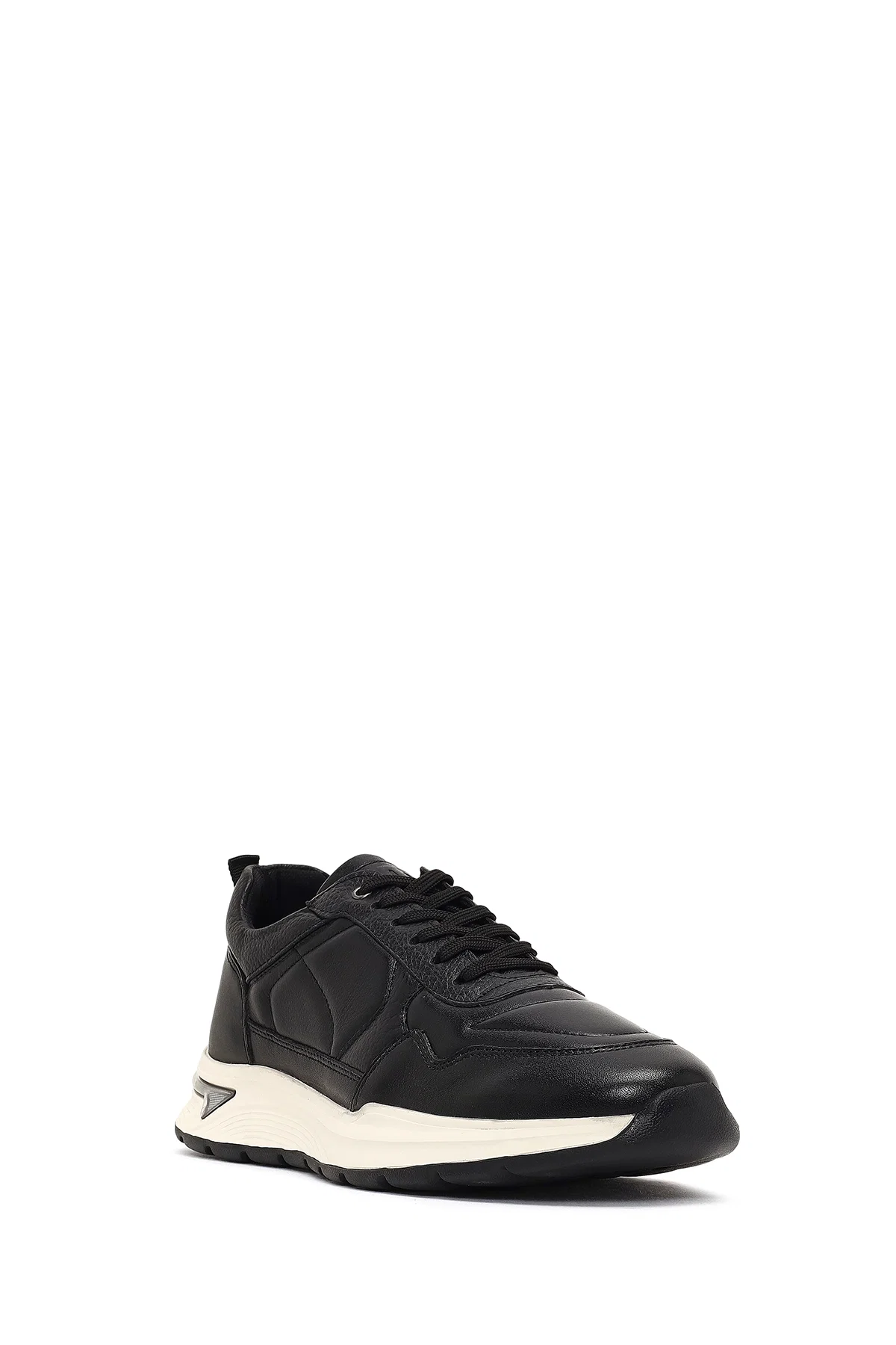 Erkek Siyah Bağcıklı Kalın Tabanlı Deri Sneaker - Image 6
