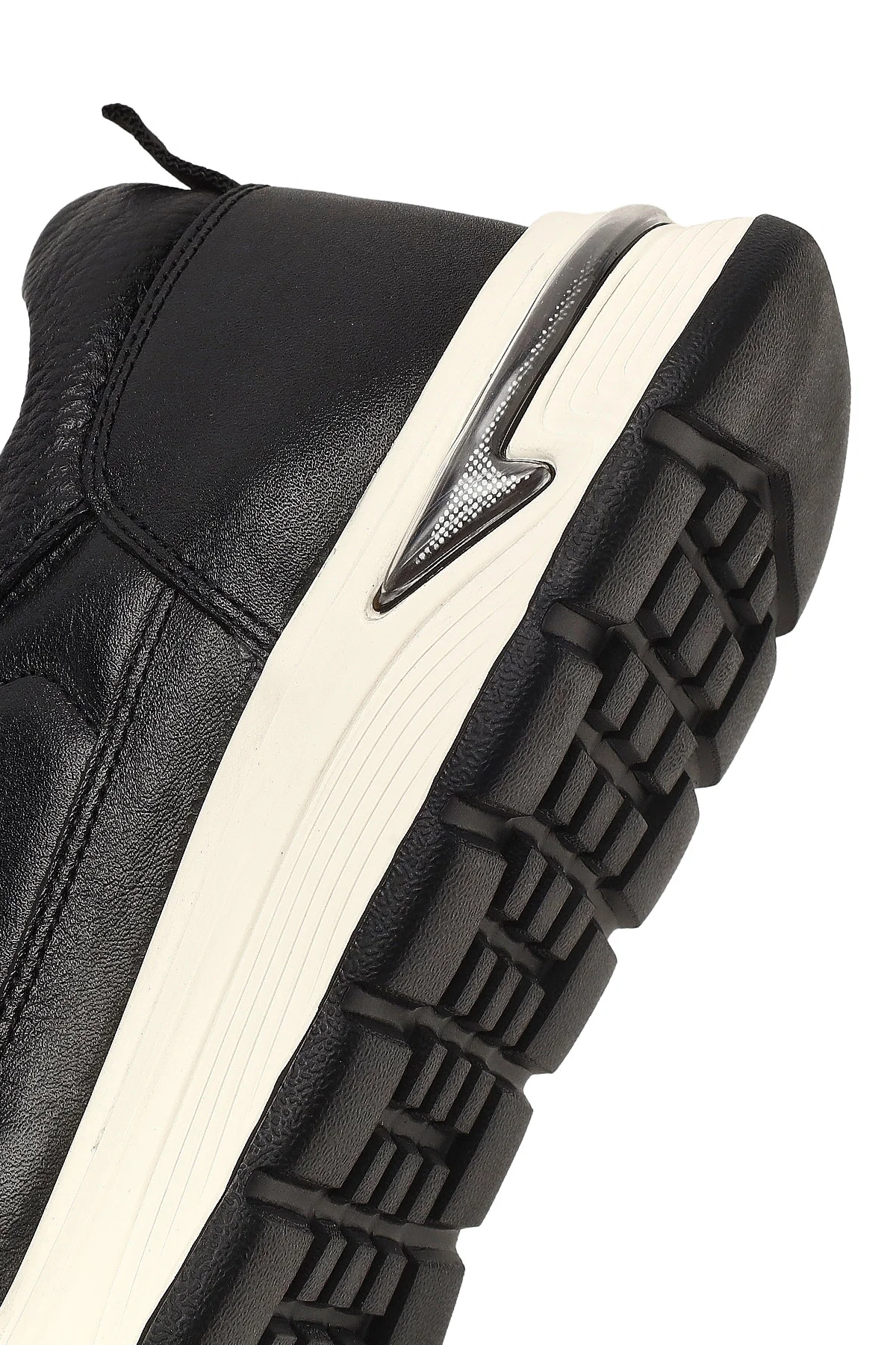 Erkek Siyah Bağcıklı Kalın Tabanlı Deri Sneaker - Image 9