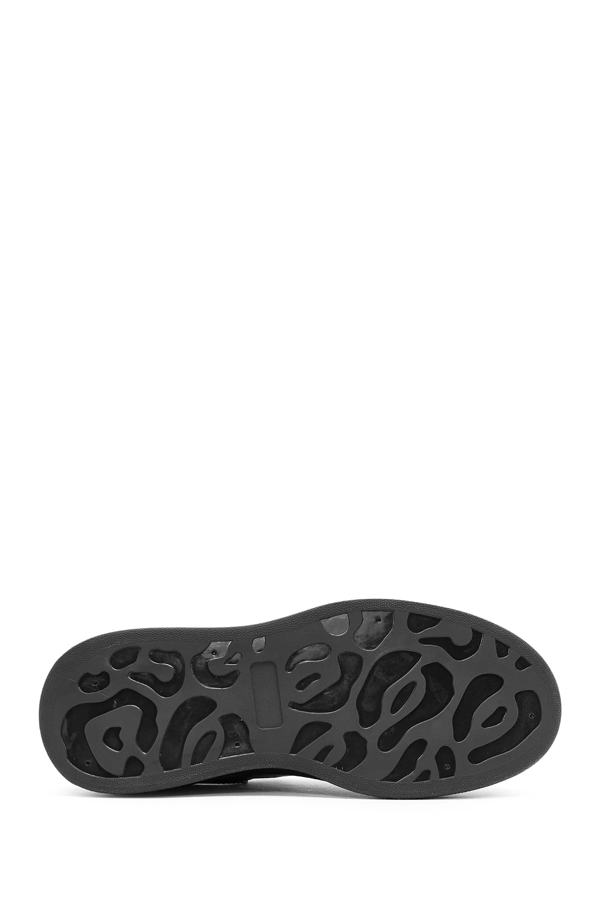 Erkek Siyah Bağcıklı Kalın Tabanlı Deri Sneaker - Image 4