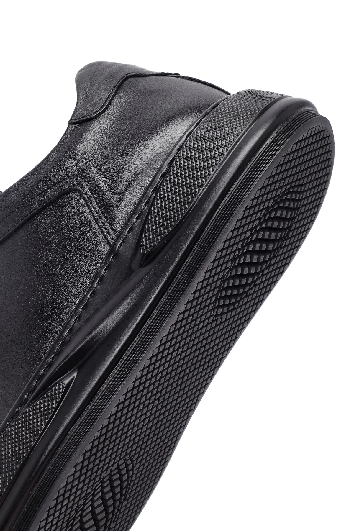 Erkek Siyah Bağcıklı Kalın Tabanlı Deri Sneaker - Image 8