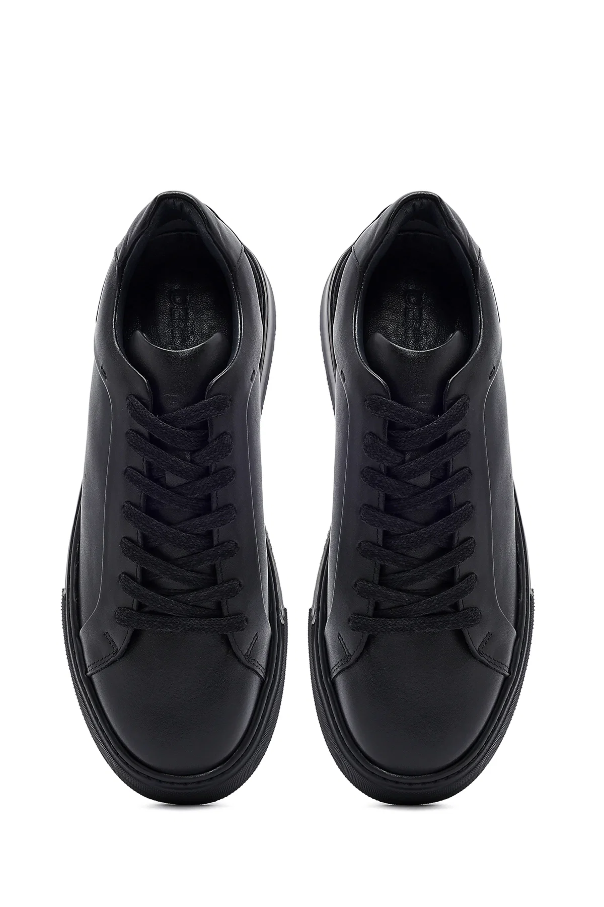 Erkek Siyah Bağcıklı Kalın Tabanlı Deri Sneaker - Image 7