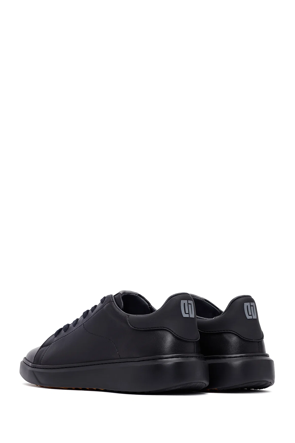 Erkek Siyah Bağcıklı Kalın Tabanlı Deri Sneaker - Image 5