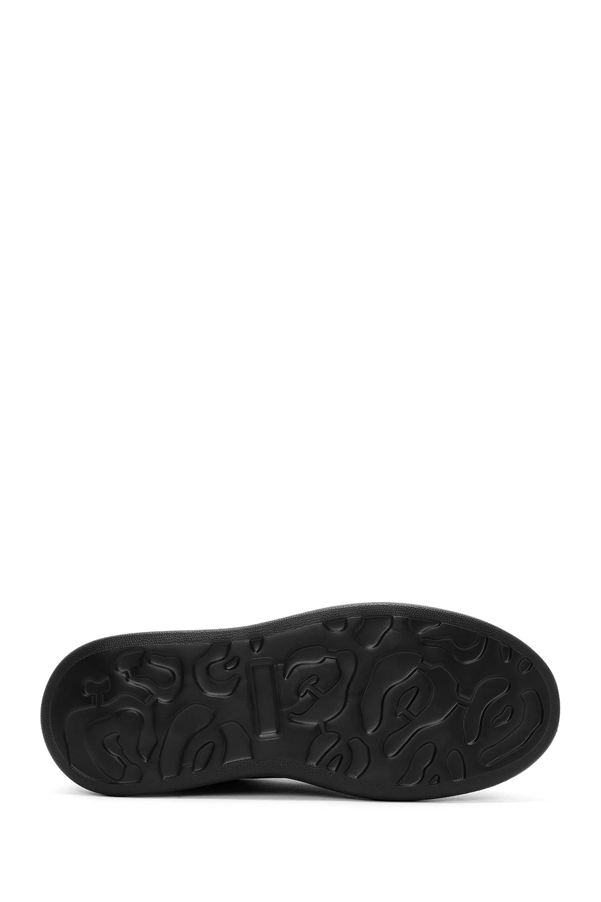Erkek Siyah Bağcıklı Kalın Tabanlı Deri Sneaker - Image 4