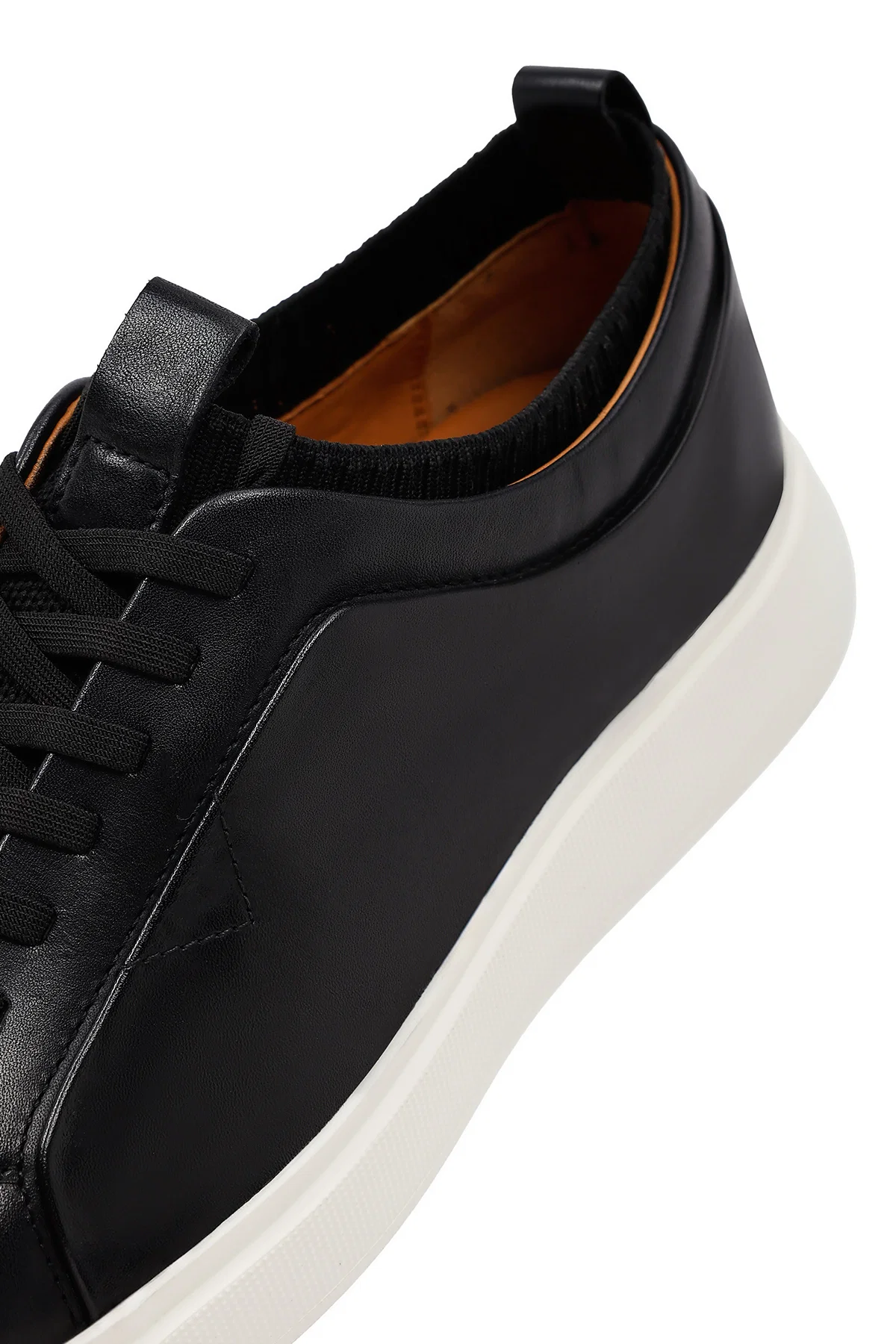 Erkek Siyah Bağcıklı Kalın Tabanlı Deri Sneaker - Image 10