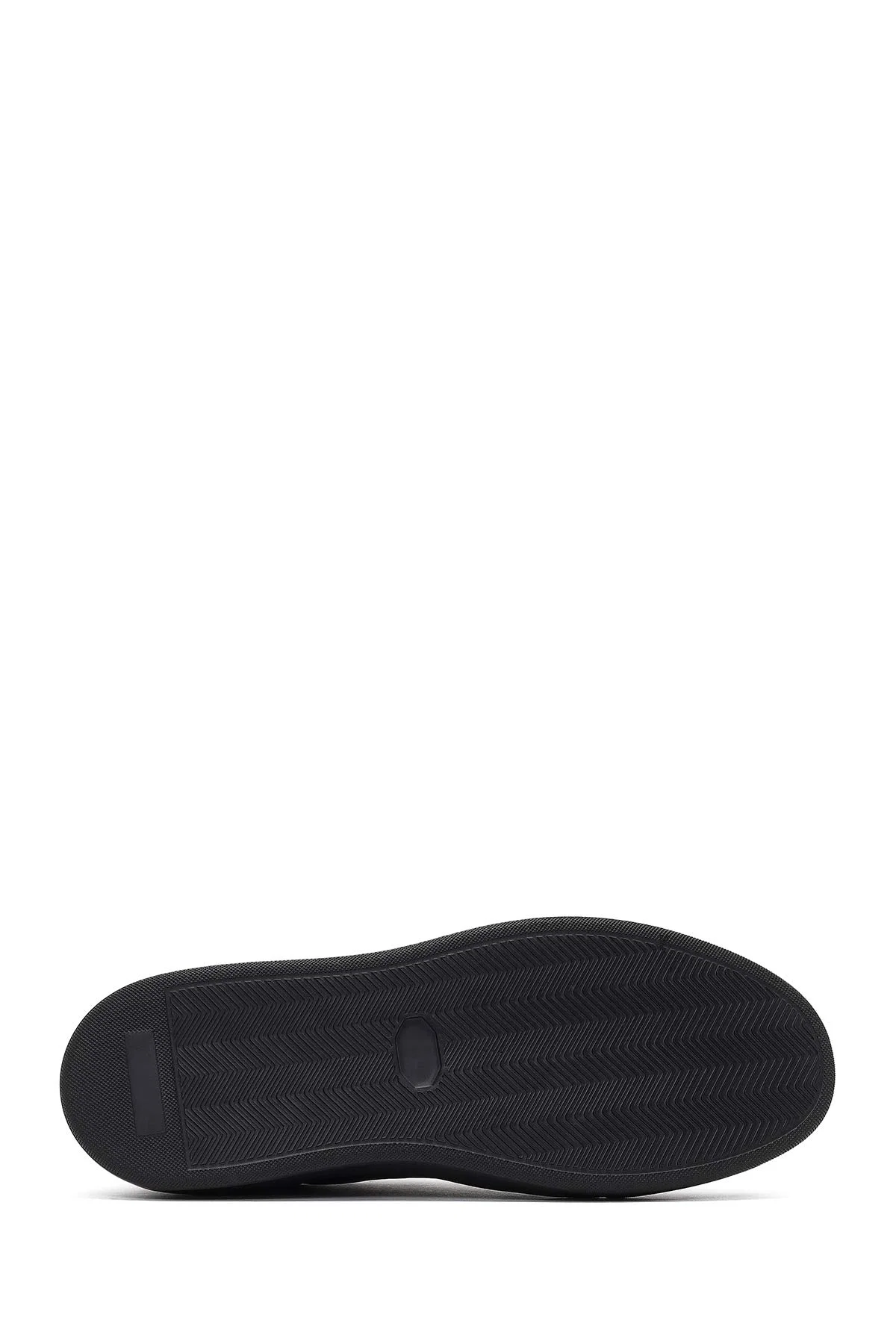 Erkek Siyah Bağcıklı Kalın Tabanlı Deri Sneaker - Image 4
