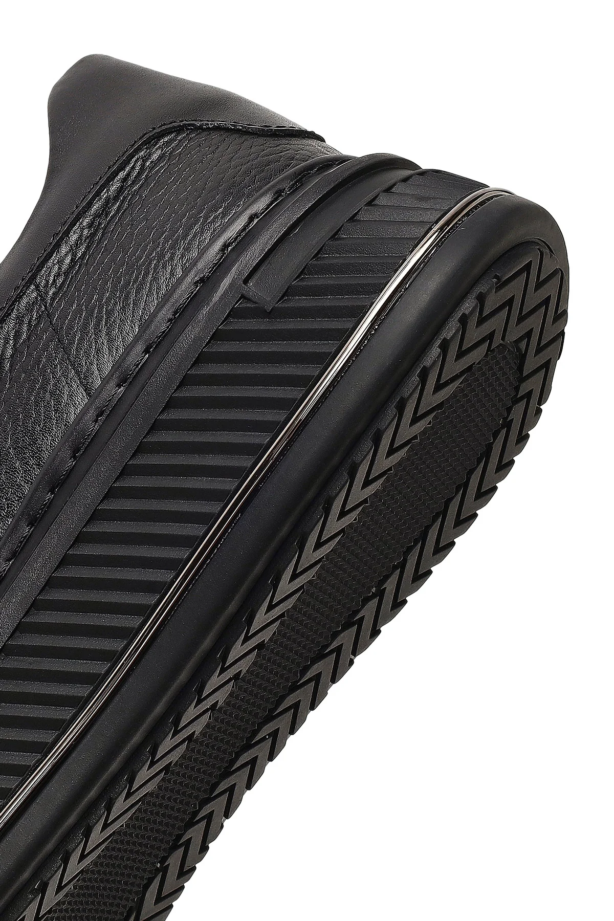 Erkek Siyah Bağcıklı Kalın Tabanlı Deri Sneaker - Image 8