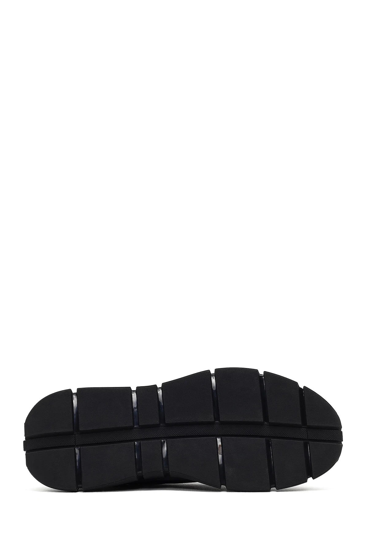 Erkek Siyah Bağcıklı Kalın Tabanlı Deri Sneaker - Image 4