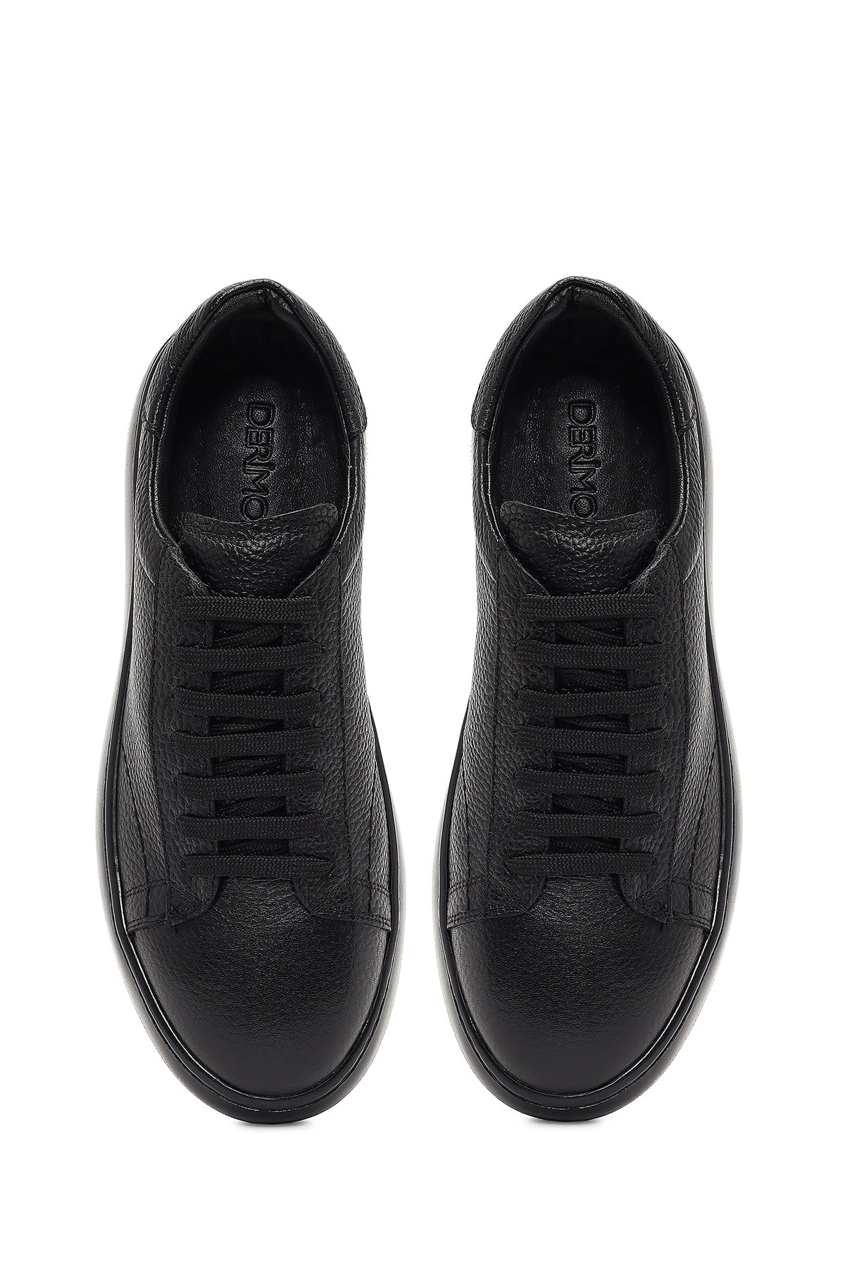 Erkek Siyah Bağcıklı Kalın Tabanlı Deri Sneaker - Image 7