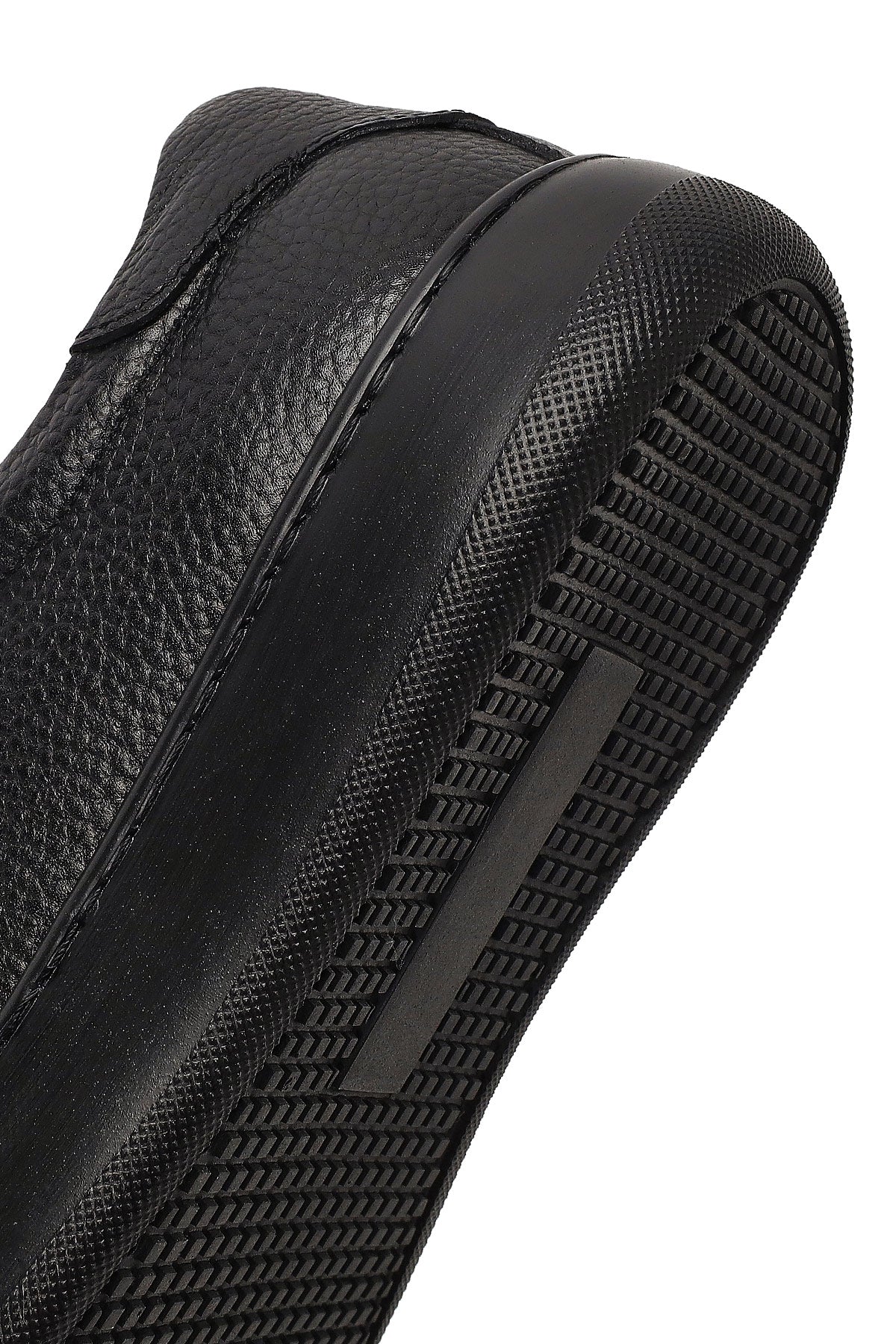 Erkek Siyah Bağcıklı Kalın Tabanlı Deri Sneaker - Image 8