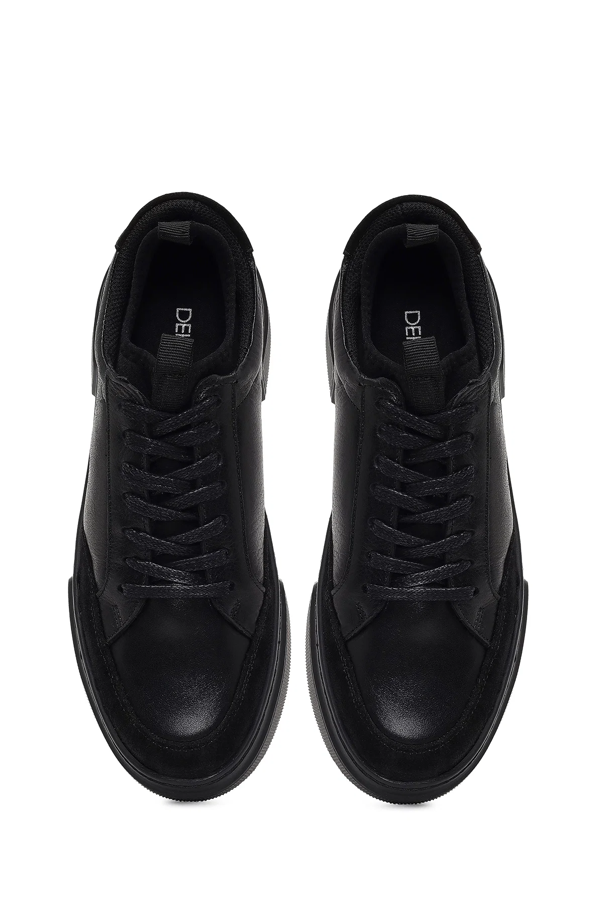 Erkek Siyah Bağcıklı Kalın Tabanlı Deri Sneaker - Image 7