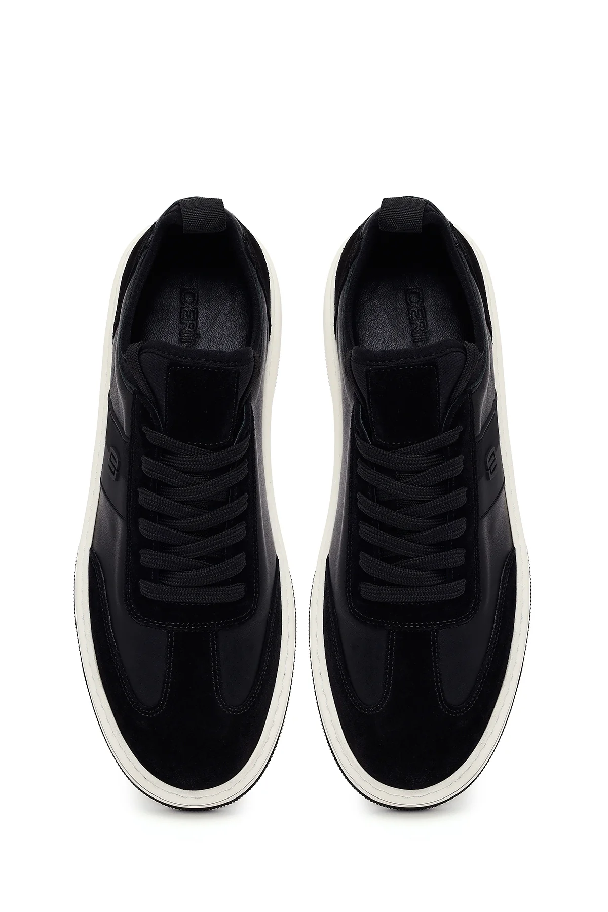 Erkek Siyah Bağcıklı Kalın Tabanlı Deri Sneaker - Image 4