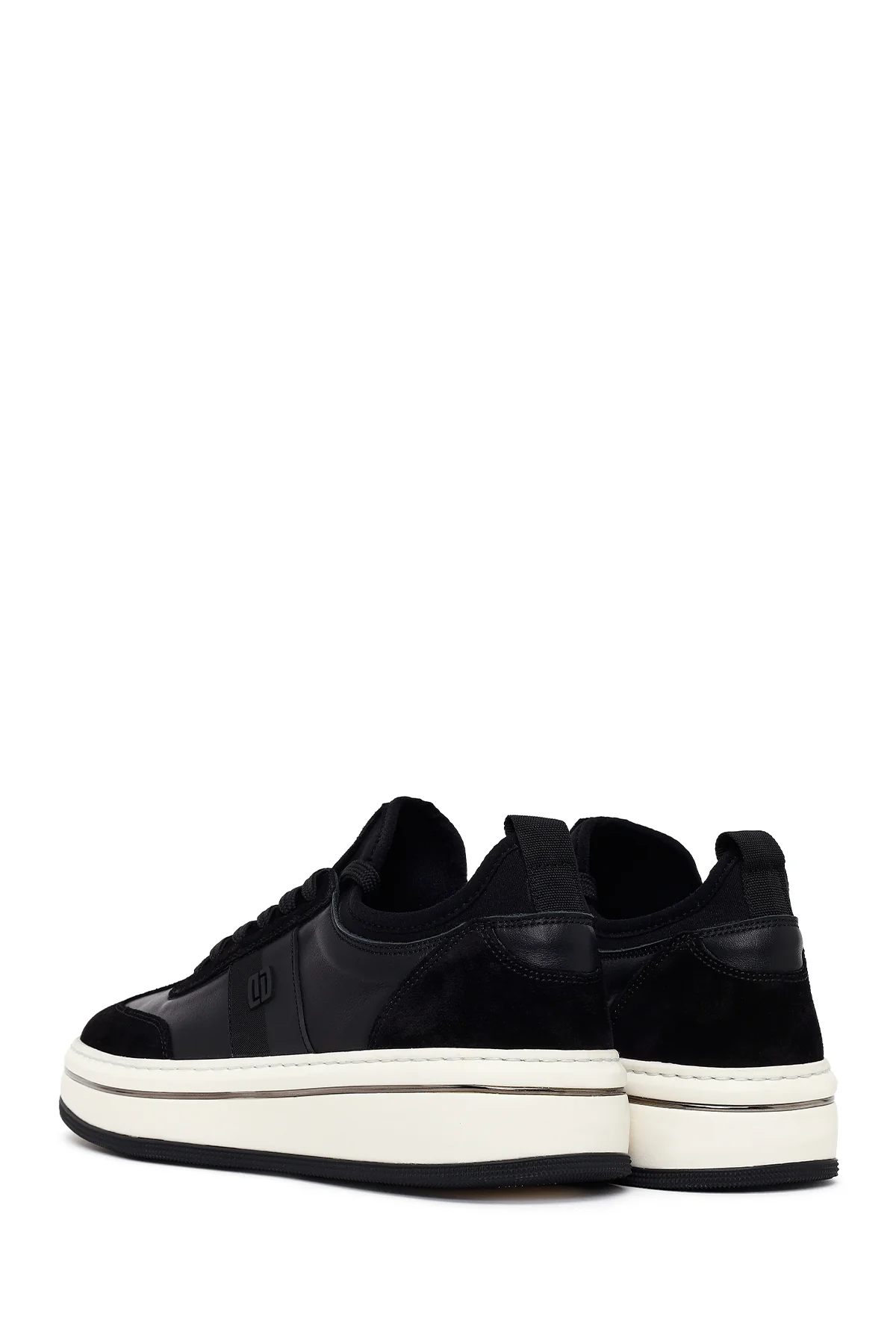 Erkek Siyah Bağcıklı Kalın Tabanlı Deri Sneaker - Image 6