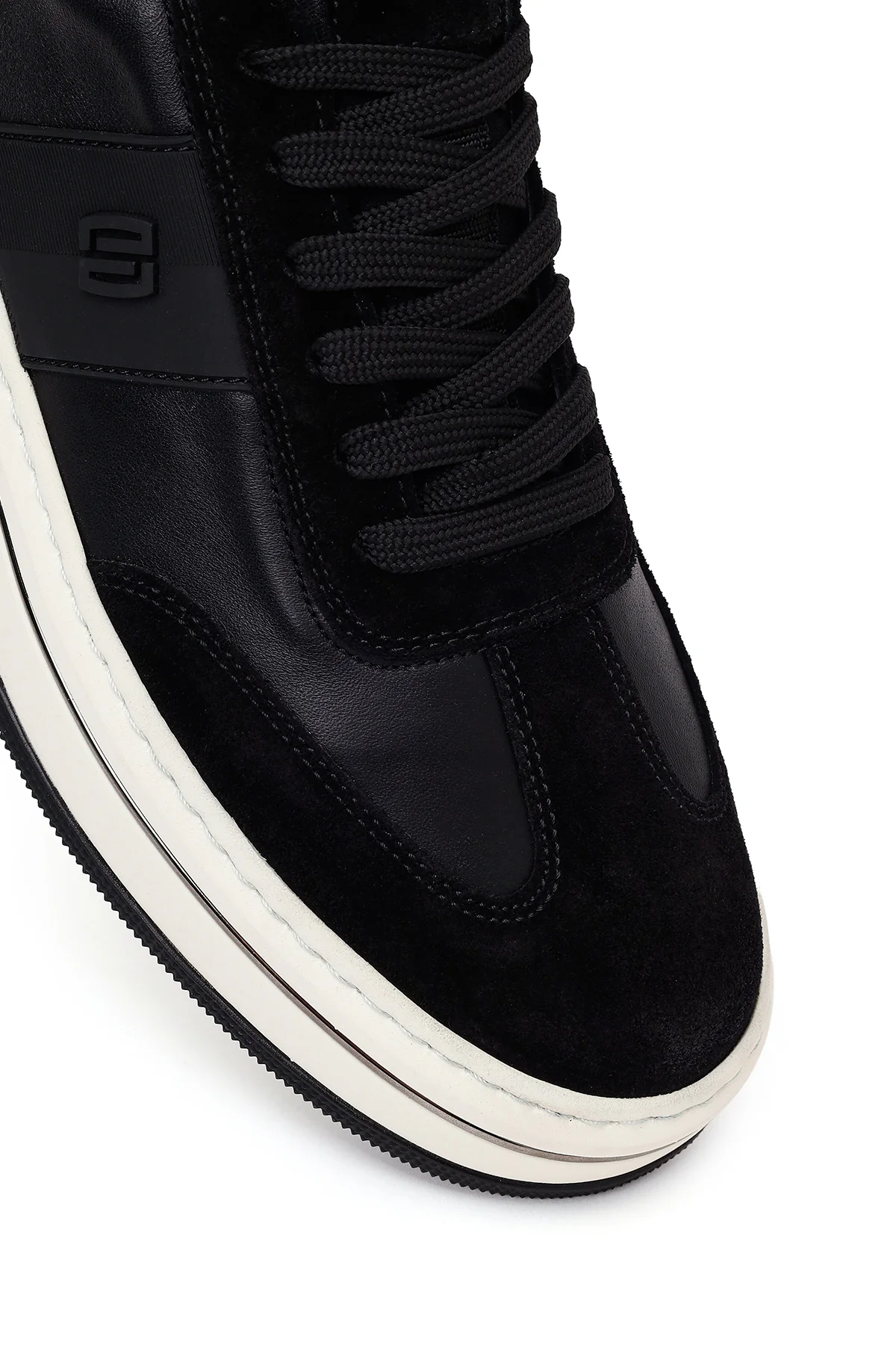 Erkek Siyah Bağcıklı Kalın Tabanlı Deri Sneaker - Image 9