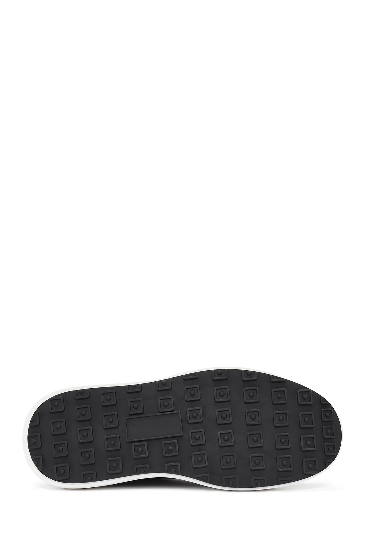 Erkek Siyah Bağcıklı Kalın Tabanlı Deri Sneaker - Image 5
