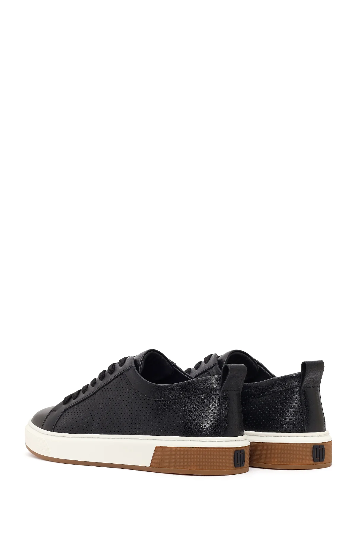Erkek Siyah Bağcıklı Kalın Tabanlı Deri Sneaker - Image 6
