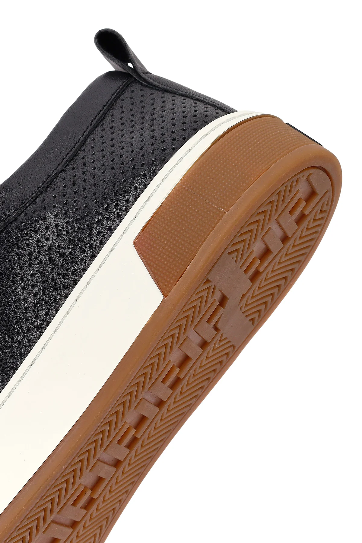 Erkek Siyah Bağcıklı Kalın Tabanlı Deri Sneaker - Image 8