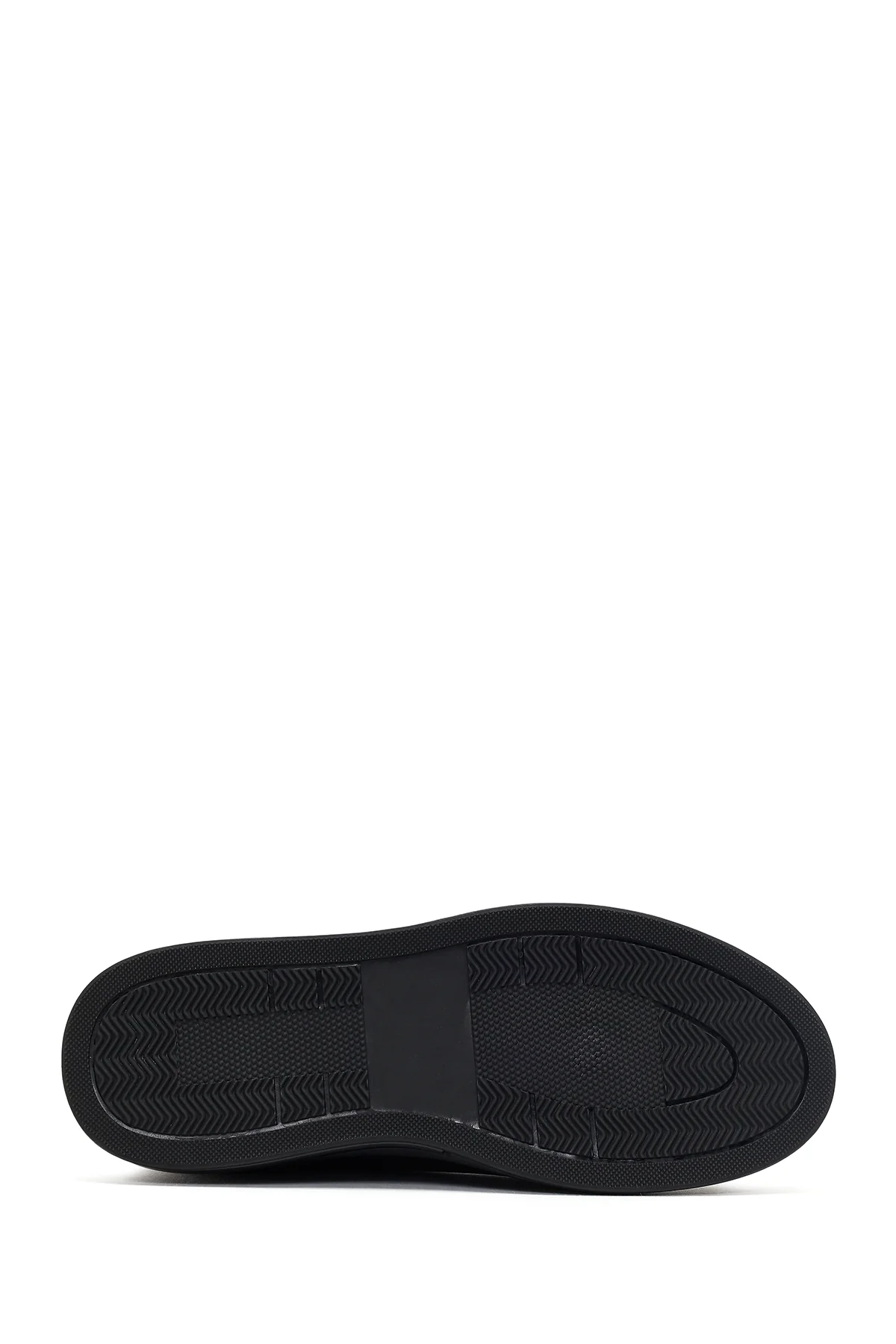 Erkek Siyah Bağcıklı Kalın Tabanlı Deri Sneaker - Image 5
