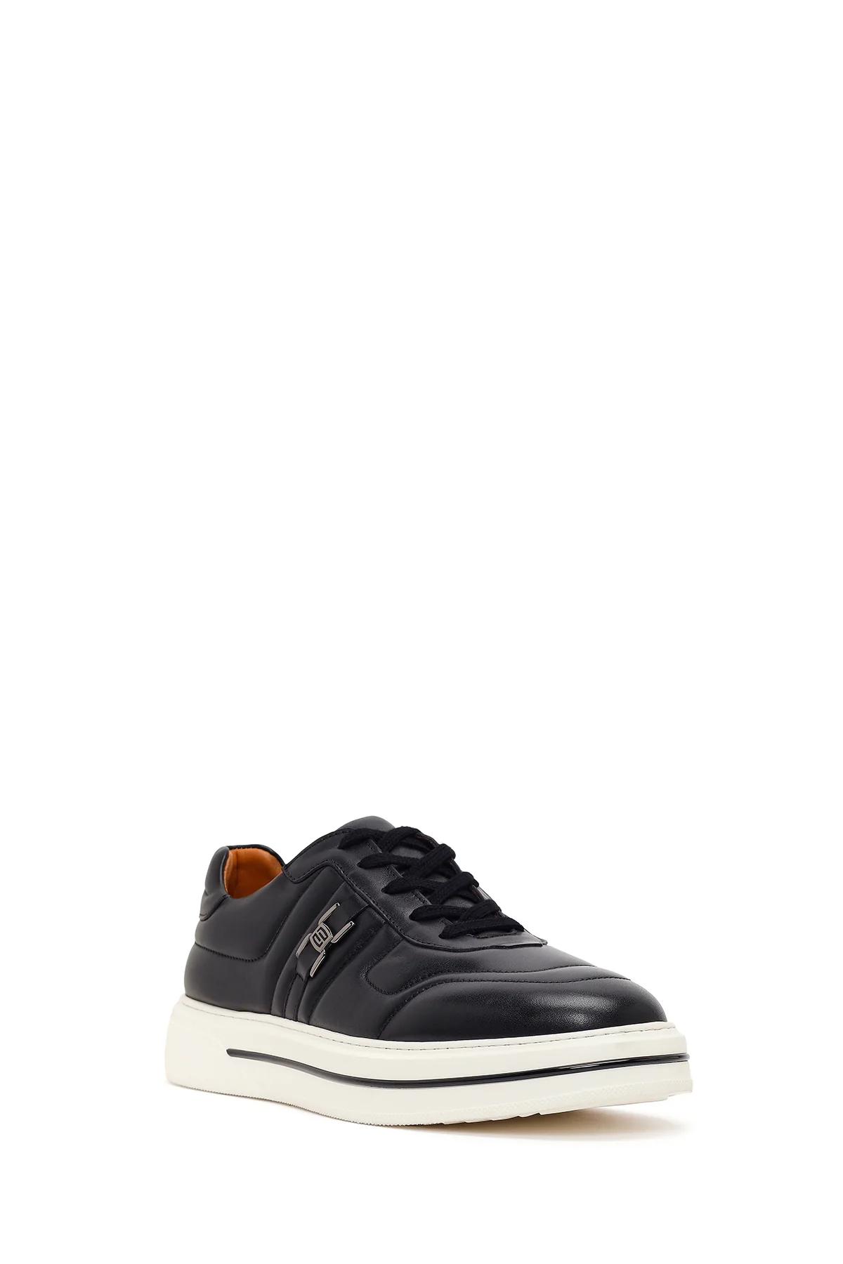 Erkek Siyah Bağcıklı Kalın Tabanlı Deri Sneaker - Image 7