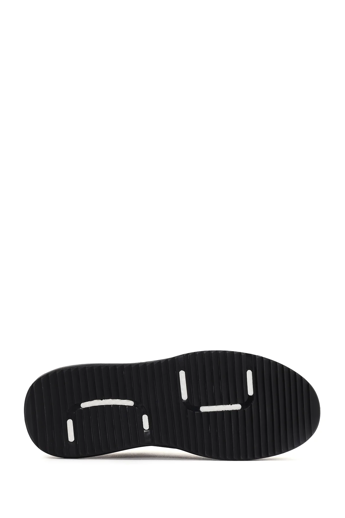 Erkek Siyah Bağcıklı Kalın Tabanlı Deri Sneaker - Image 5