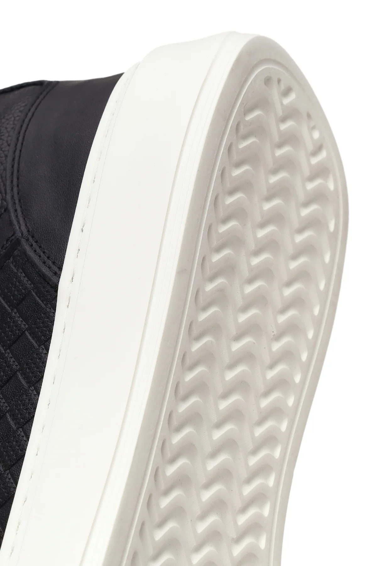 Erkek Siyah Bağcıklı Kalın Tabanlı Deri Sneaker - Image 8