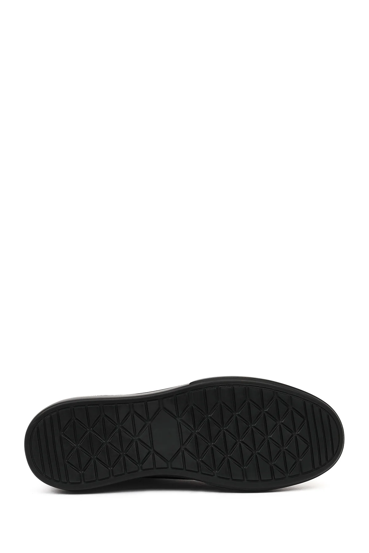 Erkek Siyah Bağcıklı Kalın Tabanlı Deri Sneaker - Image 5