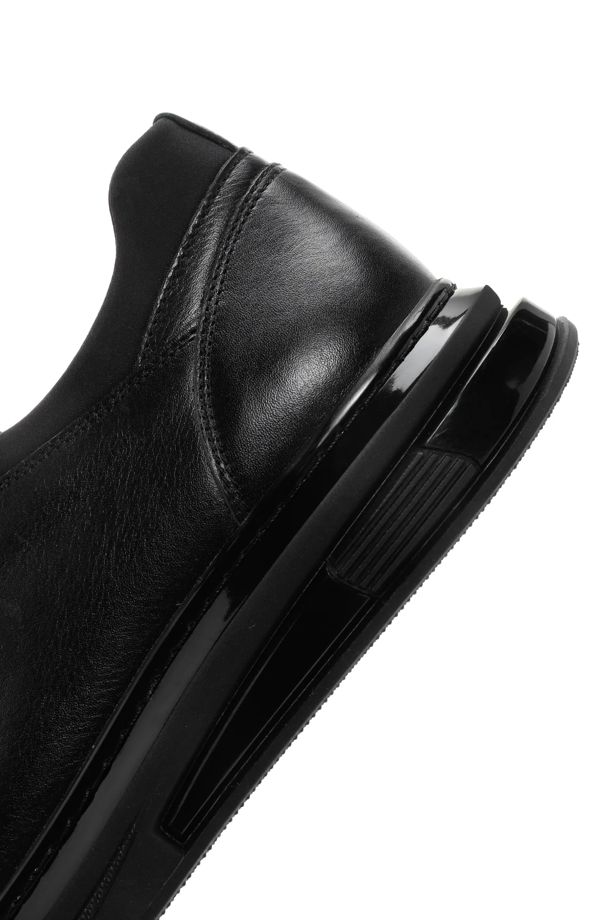 Erkek Siyah Bağcıklı Kalın Tabanlı Deri Sneaker - Image 7