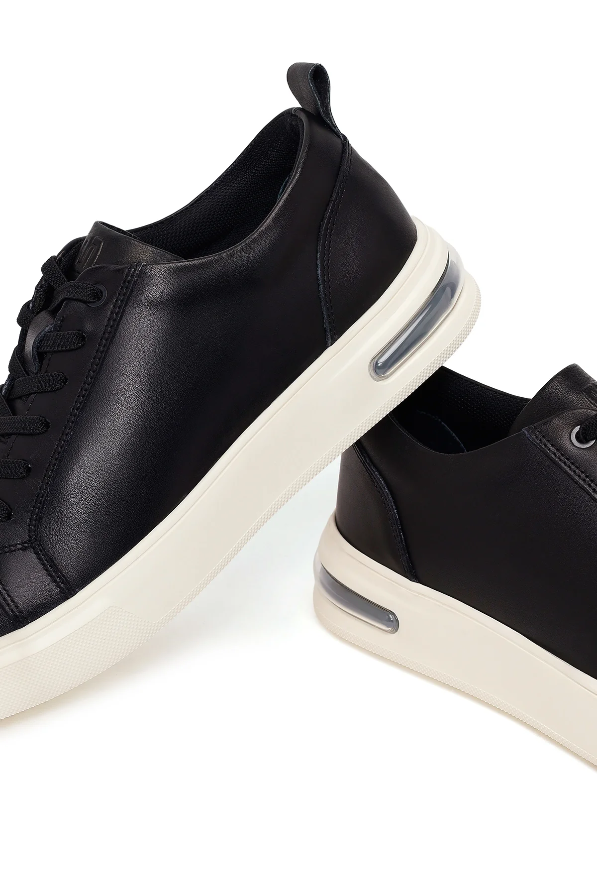 Erkek Siyah Bağcıklı Kalın Tabanlı Deri Sneaker - Image 10