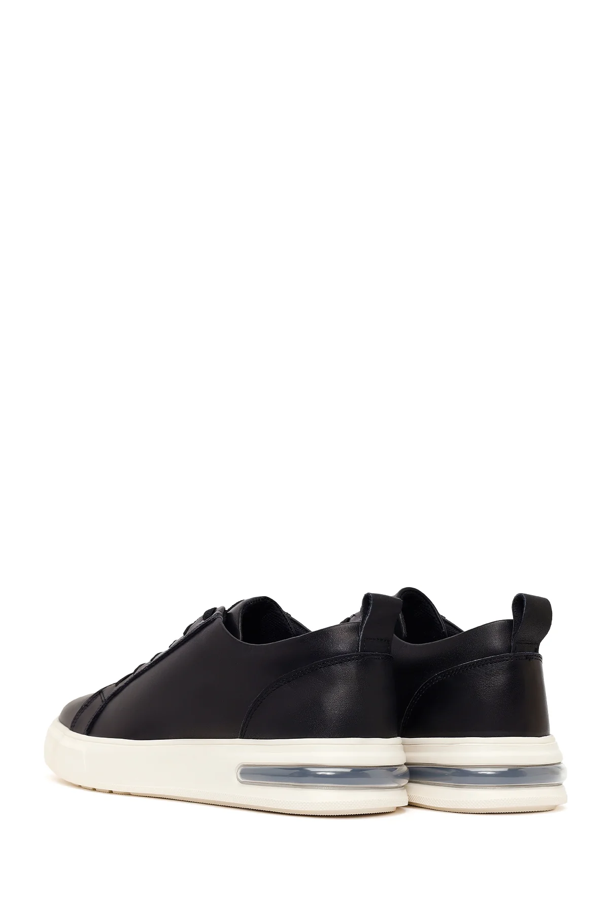 Erkek Siyah Bağcıklı Kalın Tabanlı Deri Sneaker - Image 6