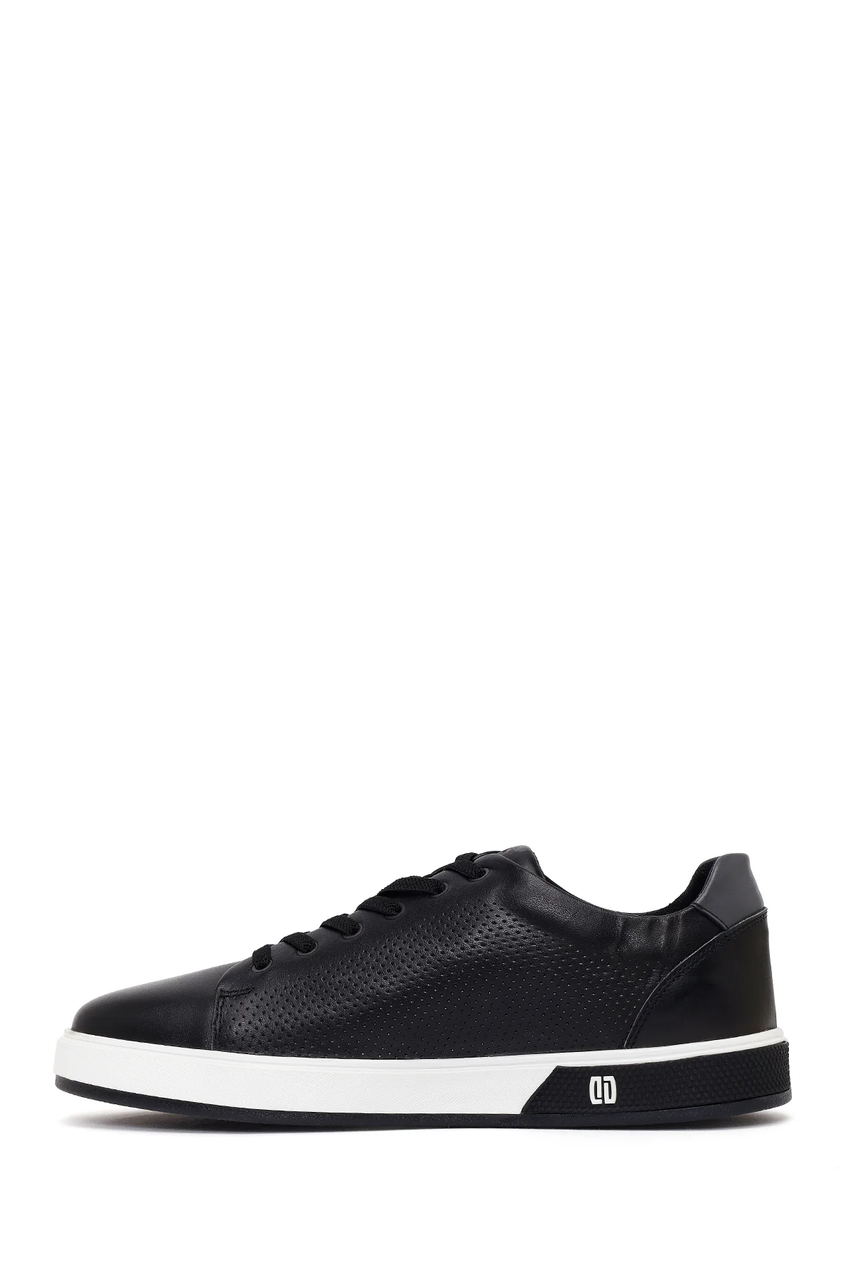 Erkek Siyah Bağcıklı Kalın Tabanlı Deri Sneaker - Image 3