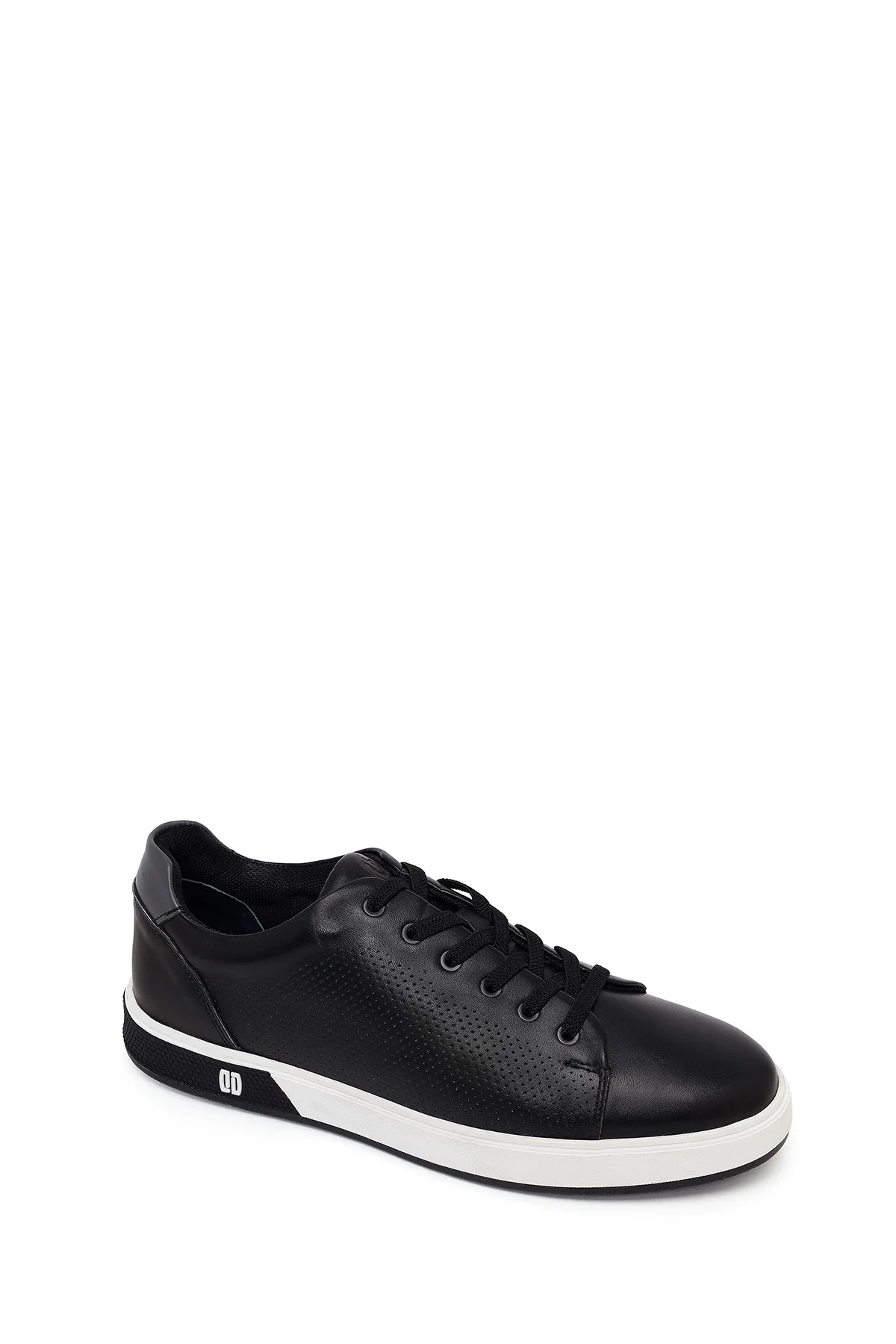Erkek Siyah Bağcıklı Kalın Tabanlı Deri Sneaker - Image 7