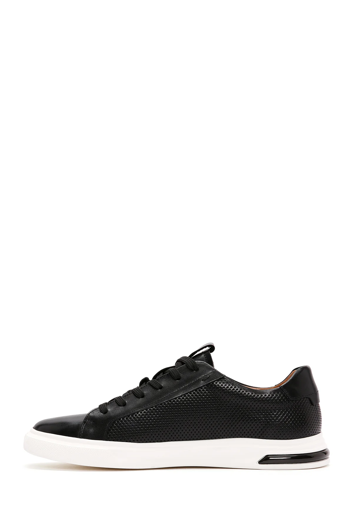 Erkek Siyah Bağcıklı Kalın Tabanlı Deri Sneaker - Image 3