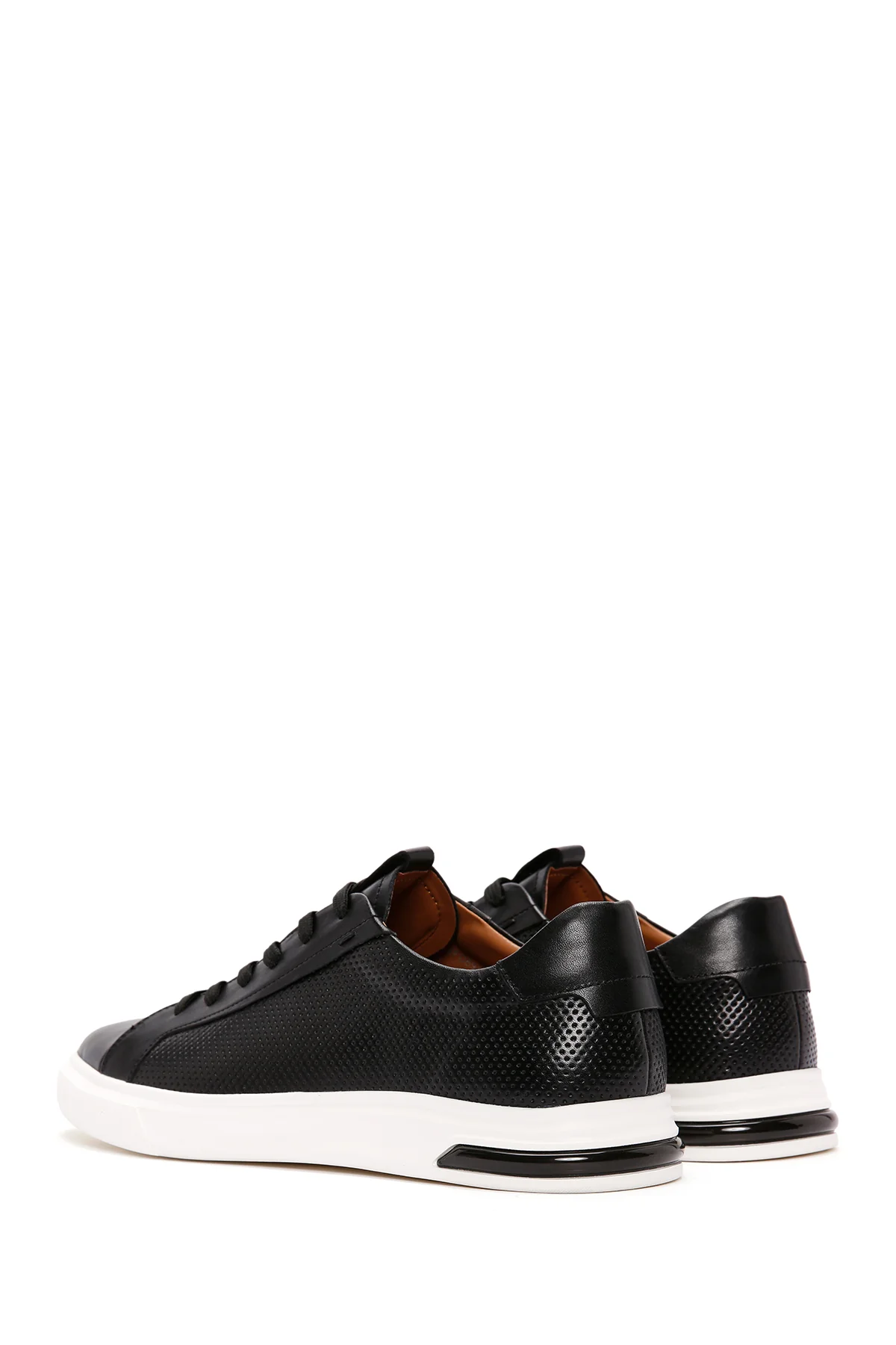 Erkek Siyah Bağcıklı Kalın Tabanlı Deri Sneaker - Image 6